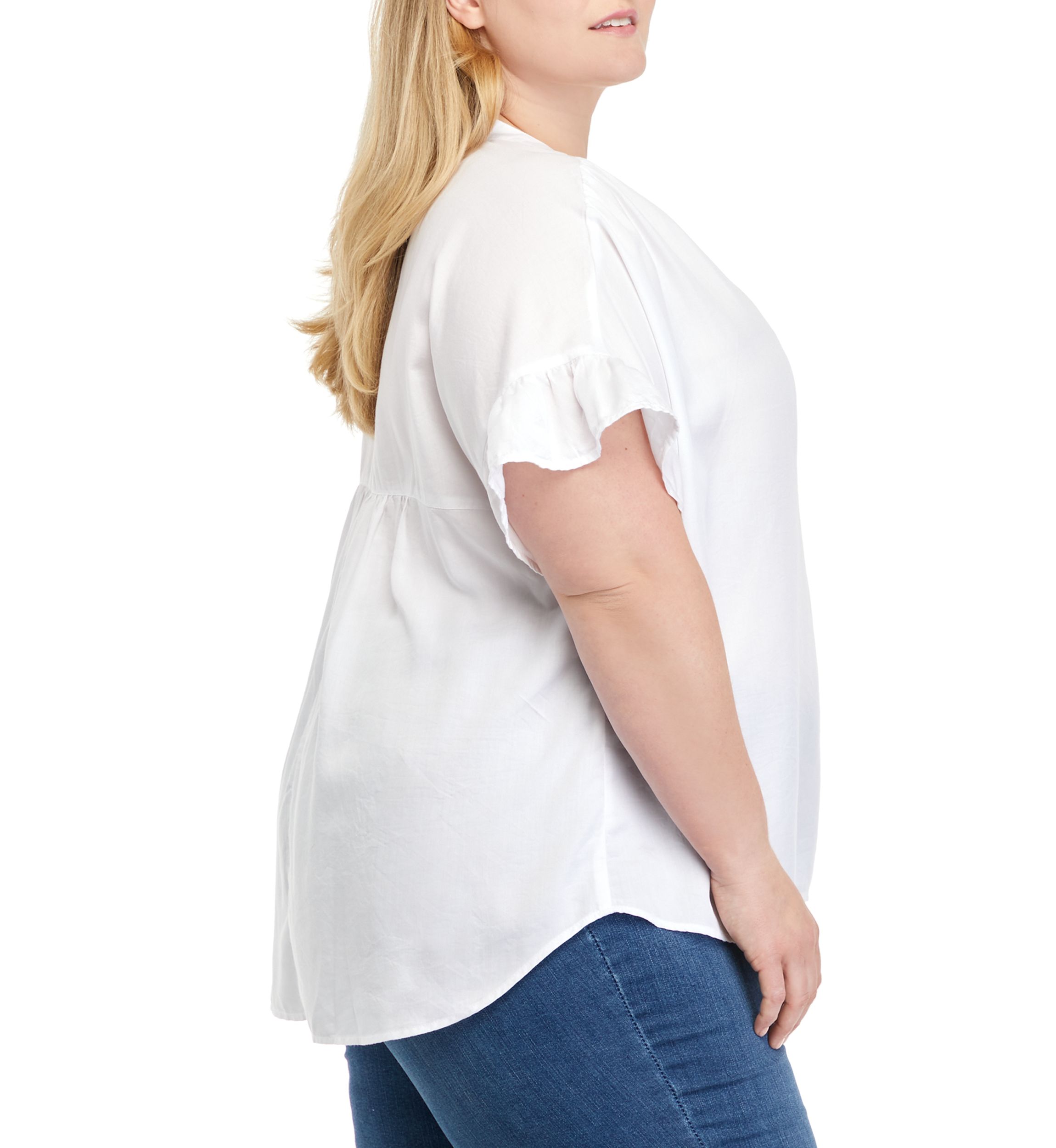 Plus Size Short Sleeve Popover Top 