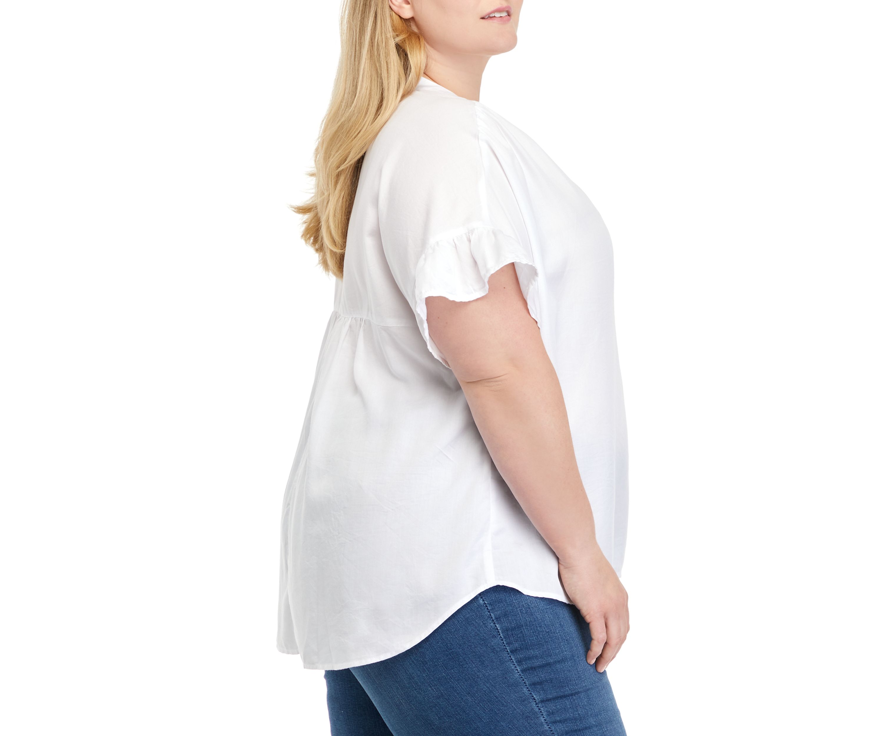 Plus Size Short Sleeve Popover Top 