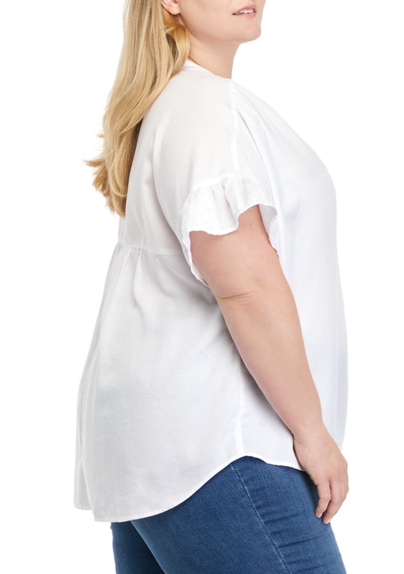 Plus Size Short Sleeve Popover Top 