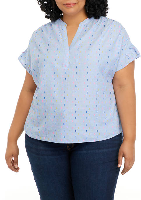 Crown & Ivy™ Plus Size Short Sleeve Popover