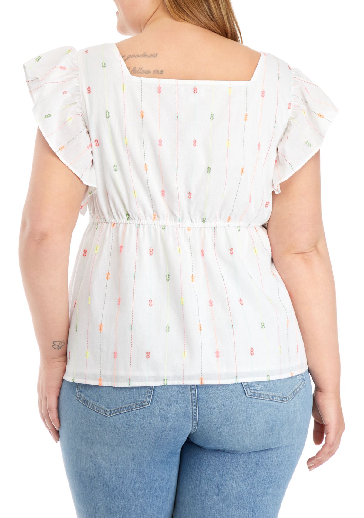 Plus Size Embroidered Bodice Top