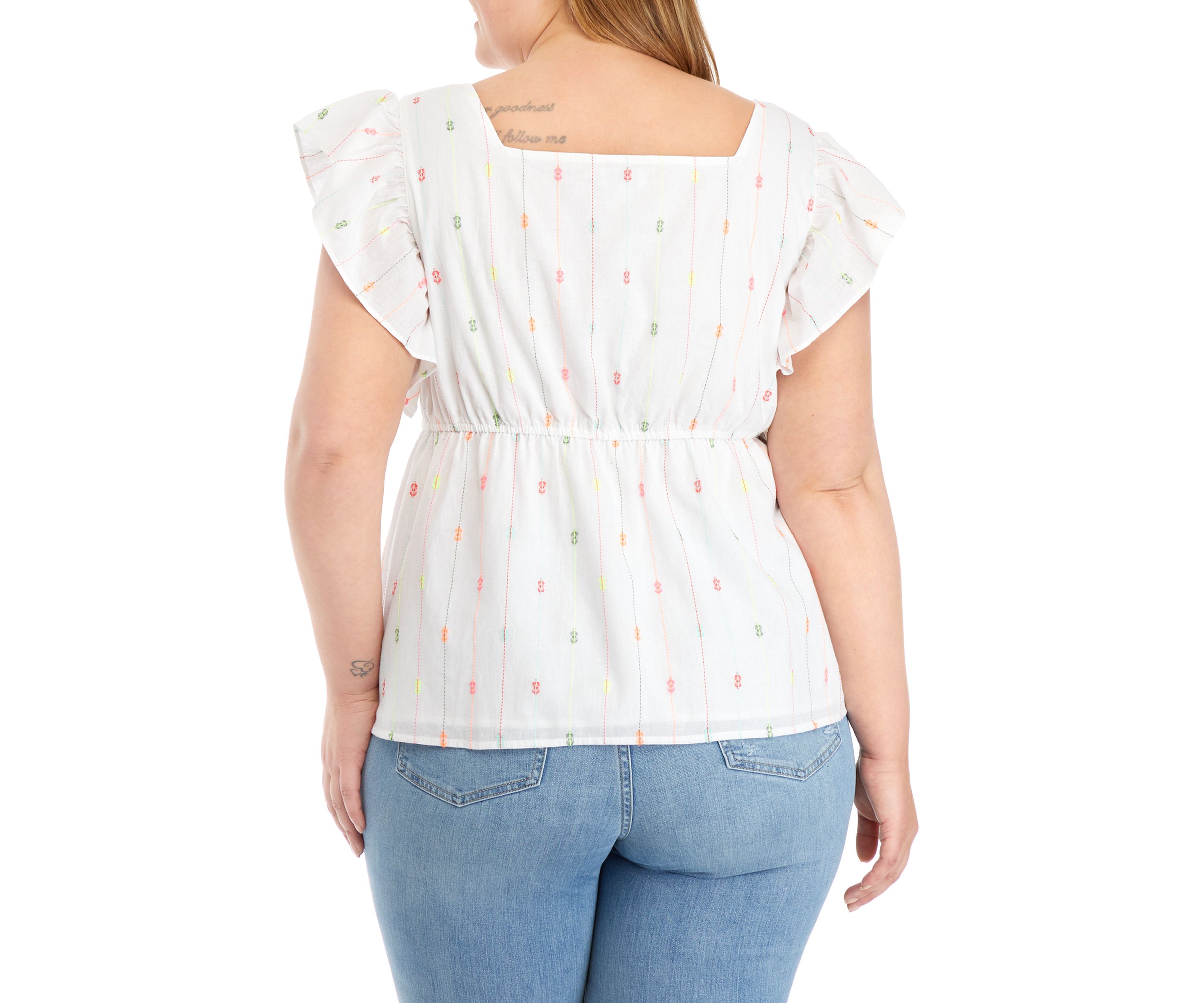 Plus Size Embroidered Bodice Top