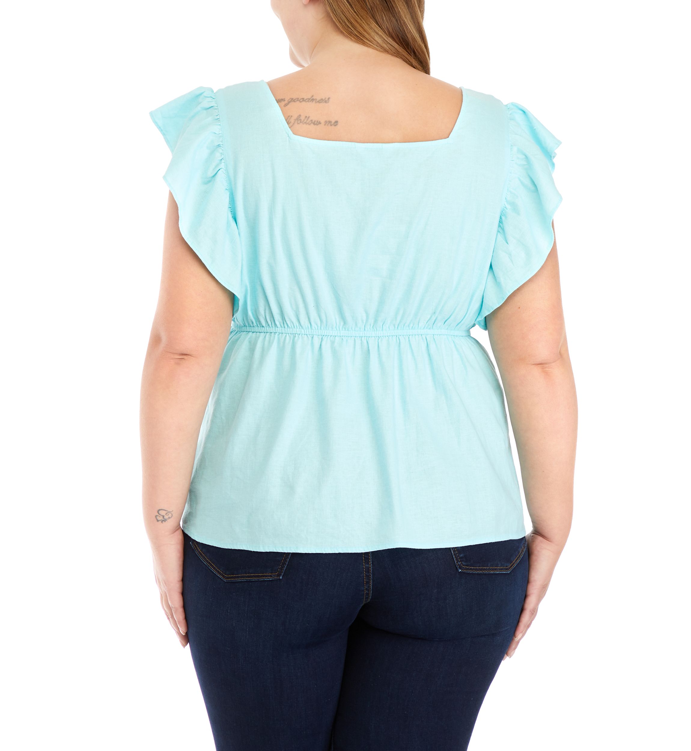 Plus Size Embroidered Bodice Top 
