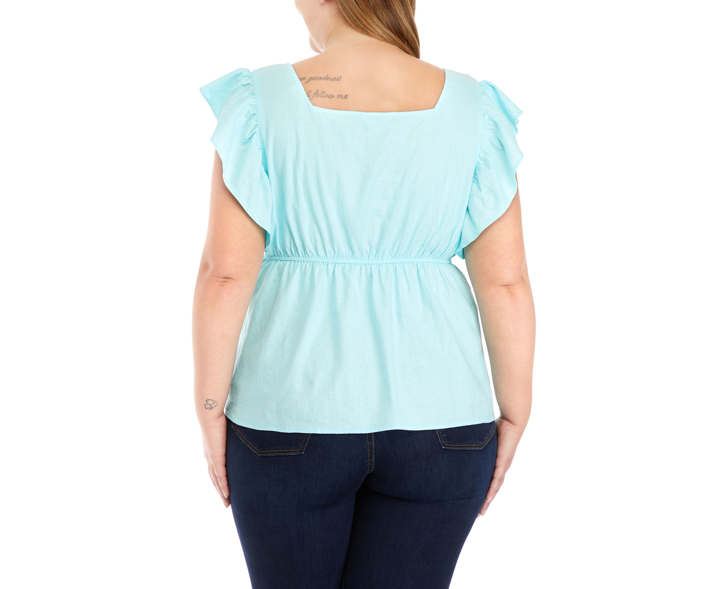 Plus Size Embroidered Bodice Top 