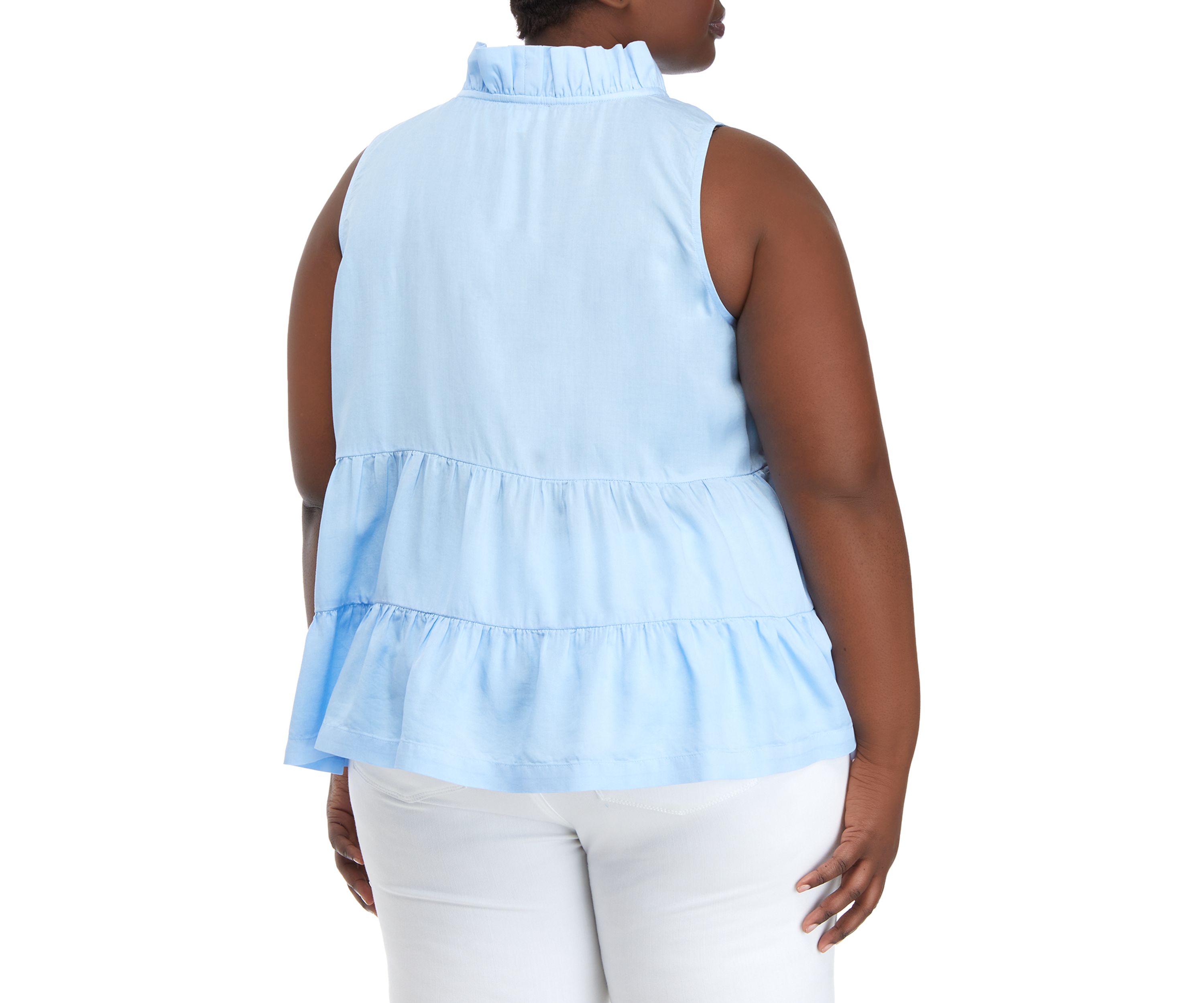 Plus Size Tier Ruffle Neck Top