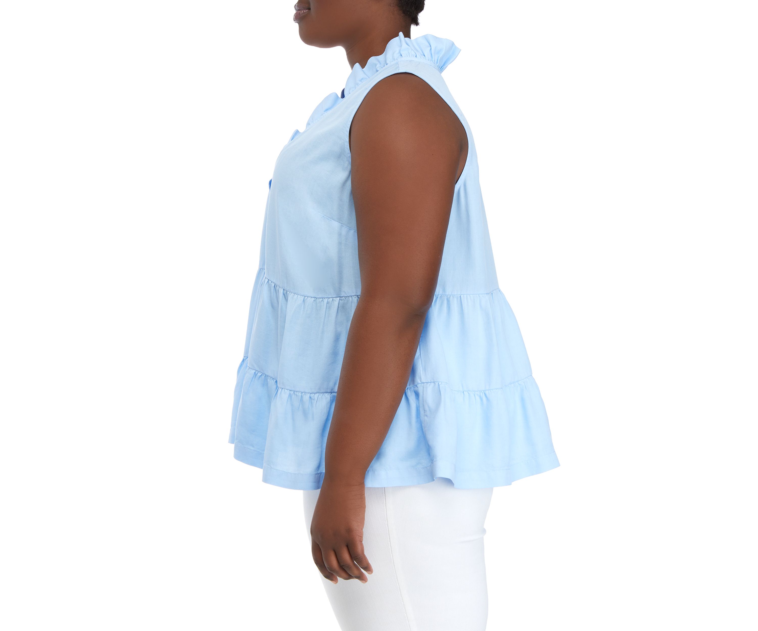 Plus Size Tier Ruffle Neck Top