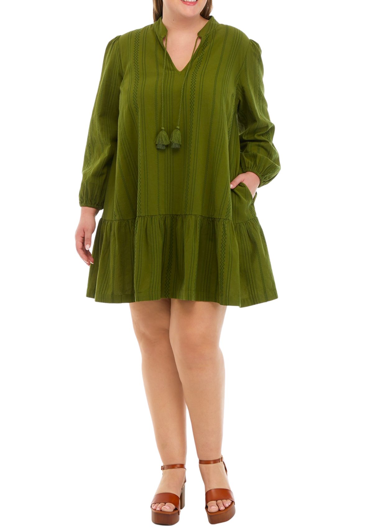 Plus Size Drop Waist Peasant Dress