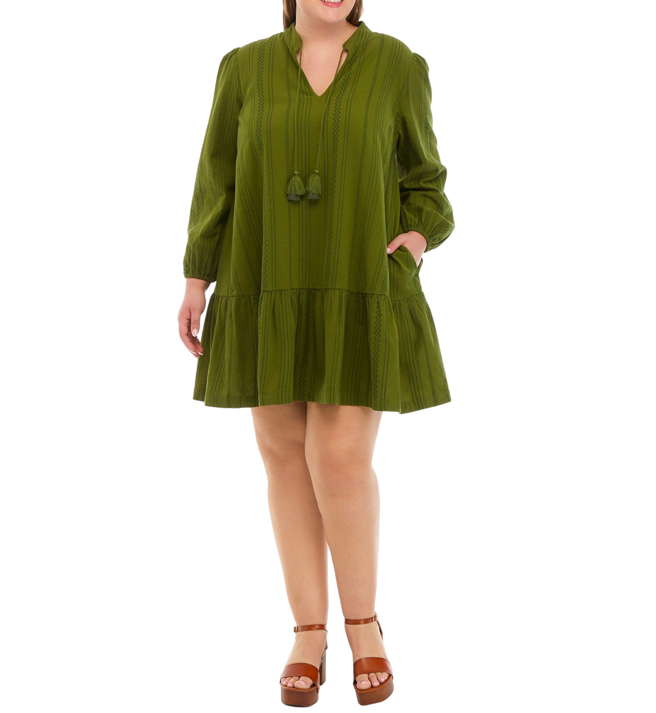 Plus Size Drop Waist Peasant Dress