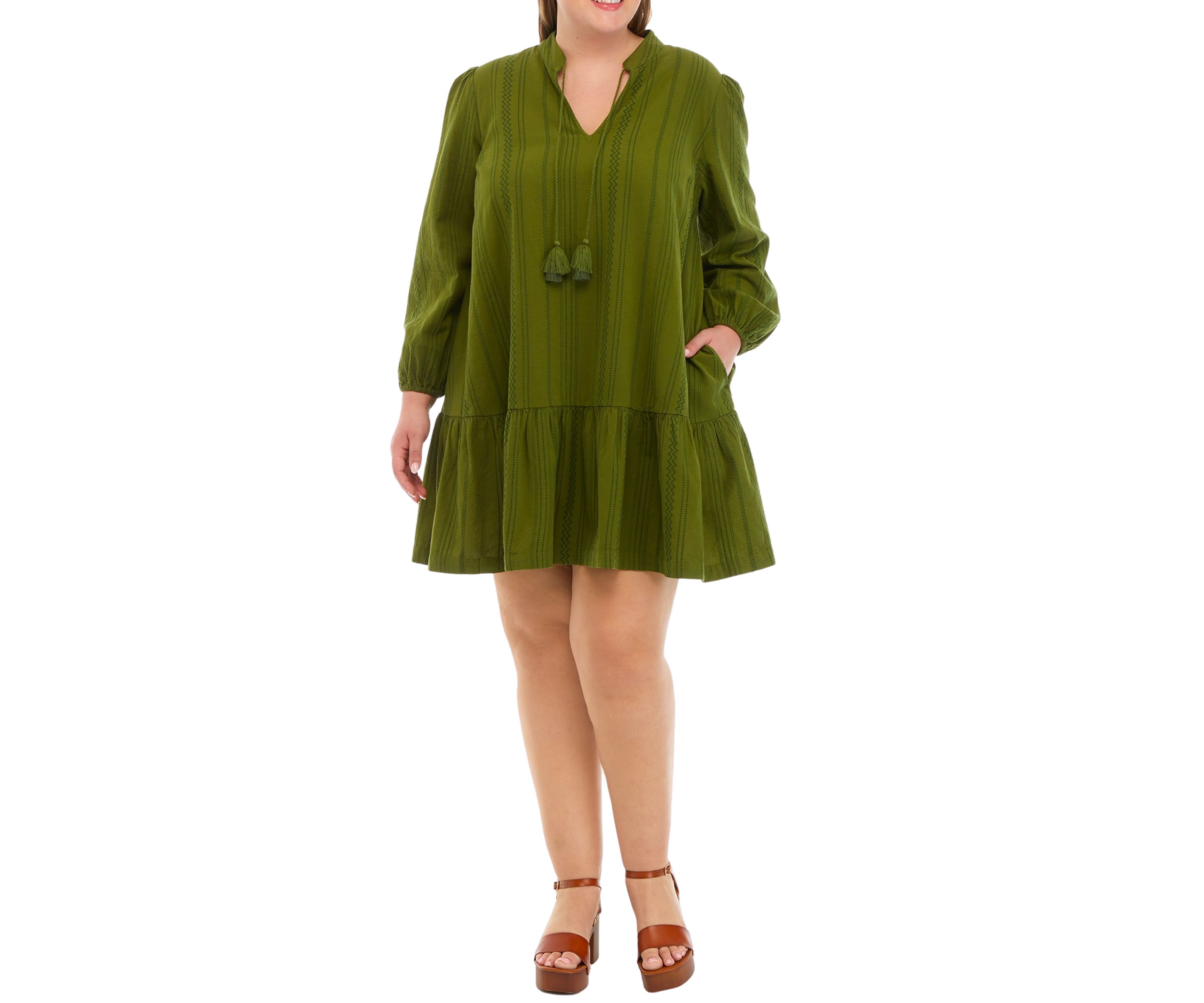 Plus Size Drop Waist Peasant Dress