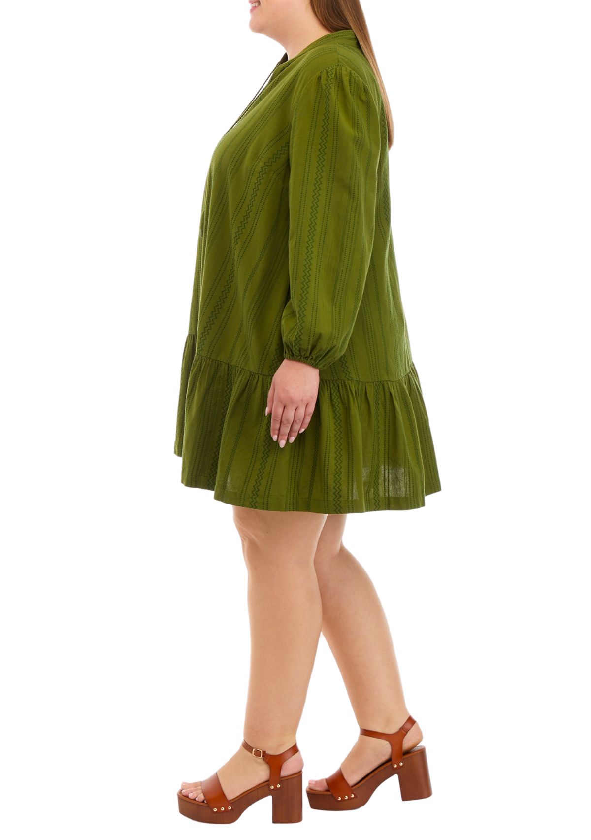 Plus Size Drop Waist Peasant Dress