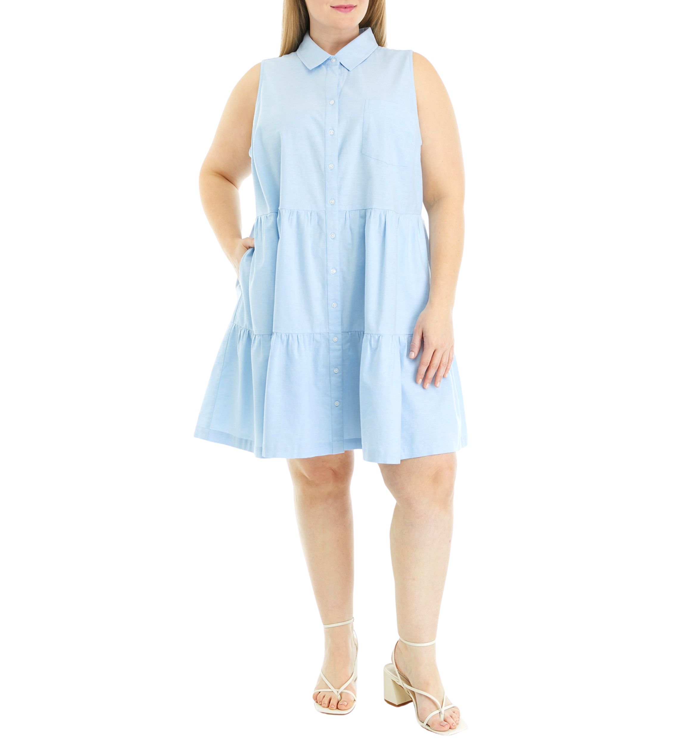 Plus Size Sleeveless Button Up Dress