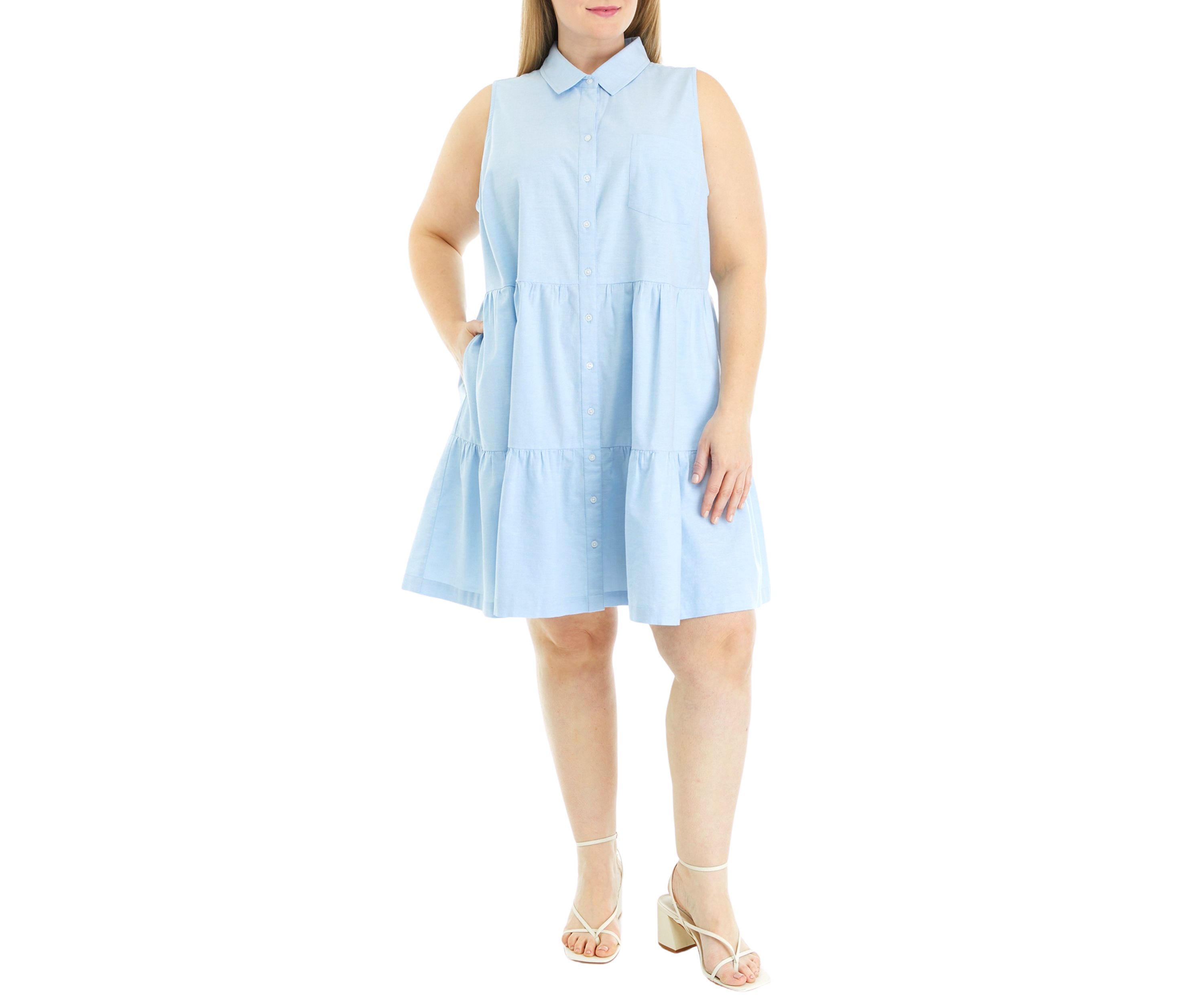 Plus Size Sleeveless Button Up Dress