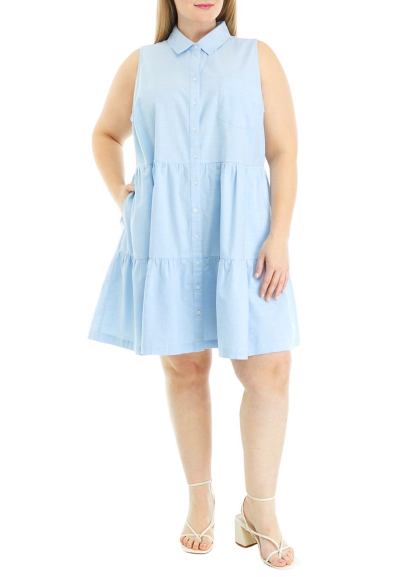 Plus Size Sleeveless Button Up Dress