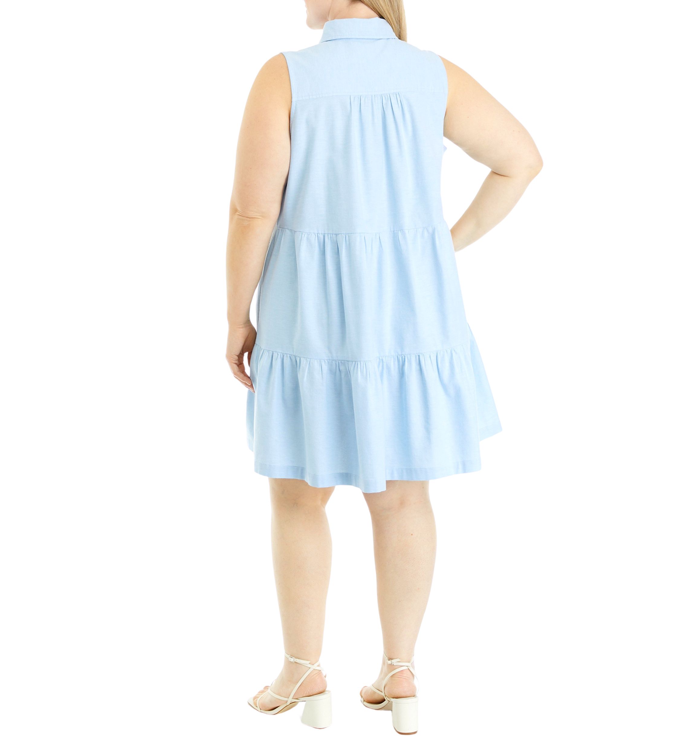 Plus Size Sleeveless Button Up Dress