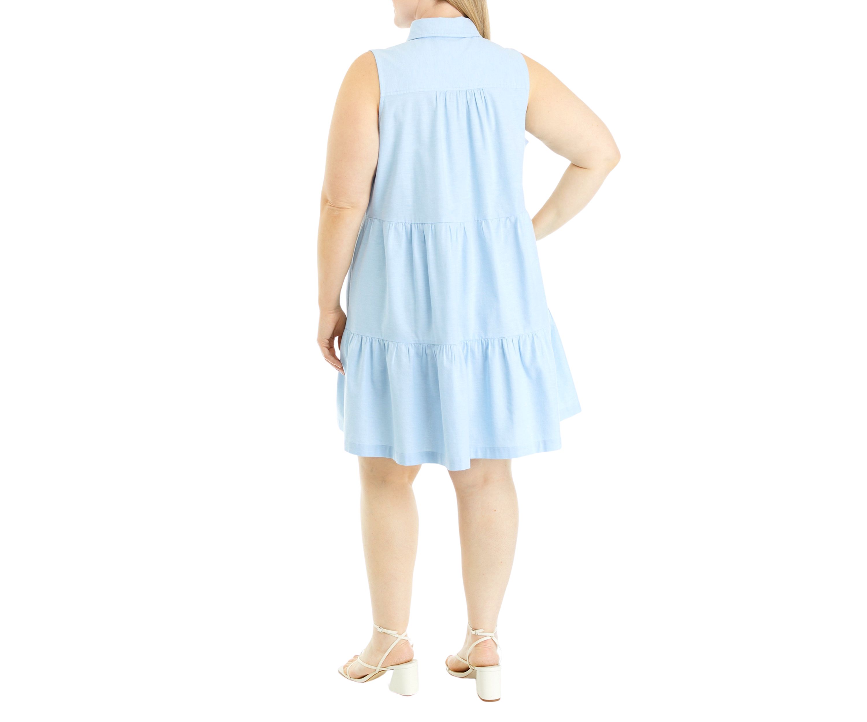 Plus Size Sleeveless Button Up Dress