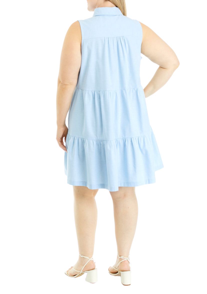 Plus Size Sleeveless Button Up Dress