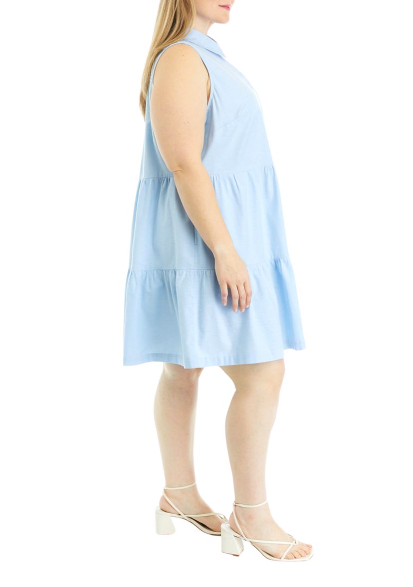 Plus Size Sleeveless Button Up Dress