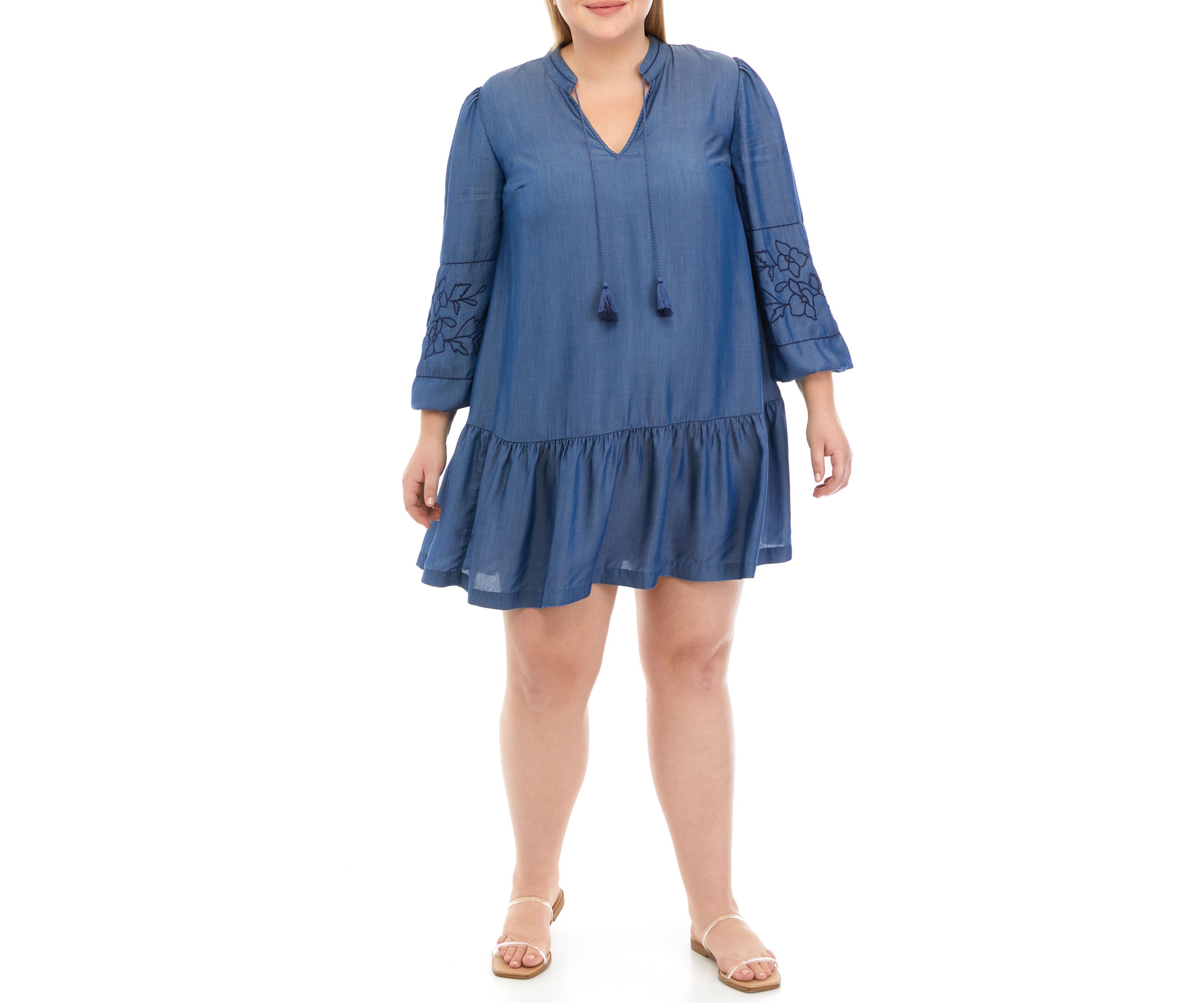 Plus Size Drop Waist Peasant Dress
