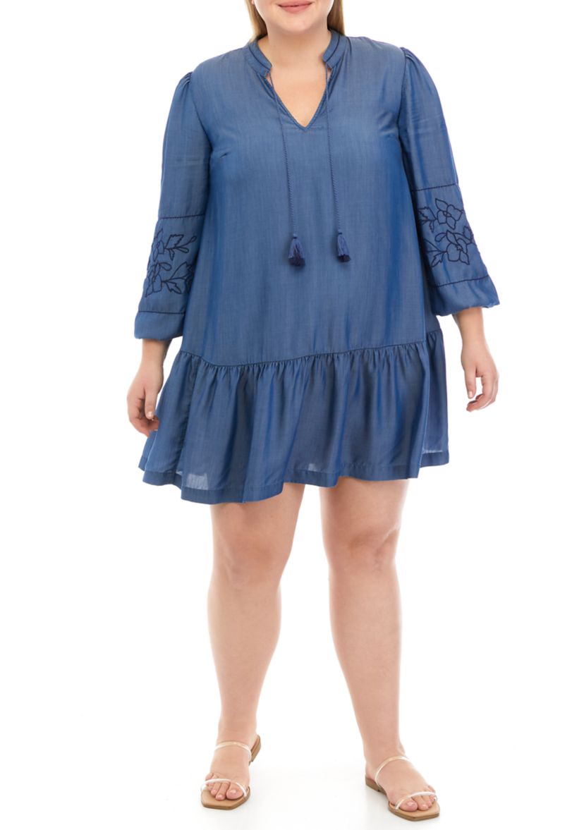 Plus Size Drop Waist Peasant Dress