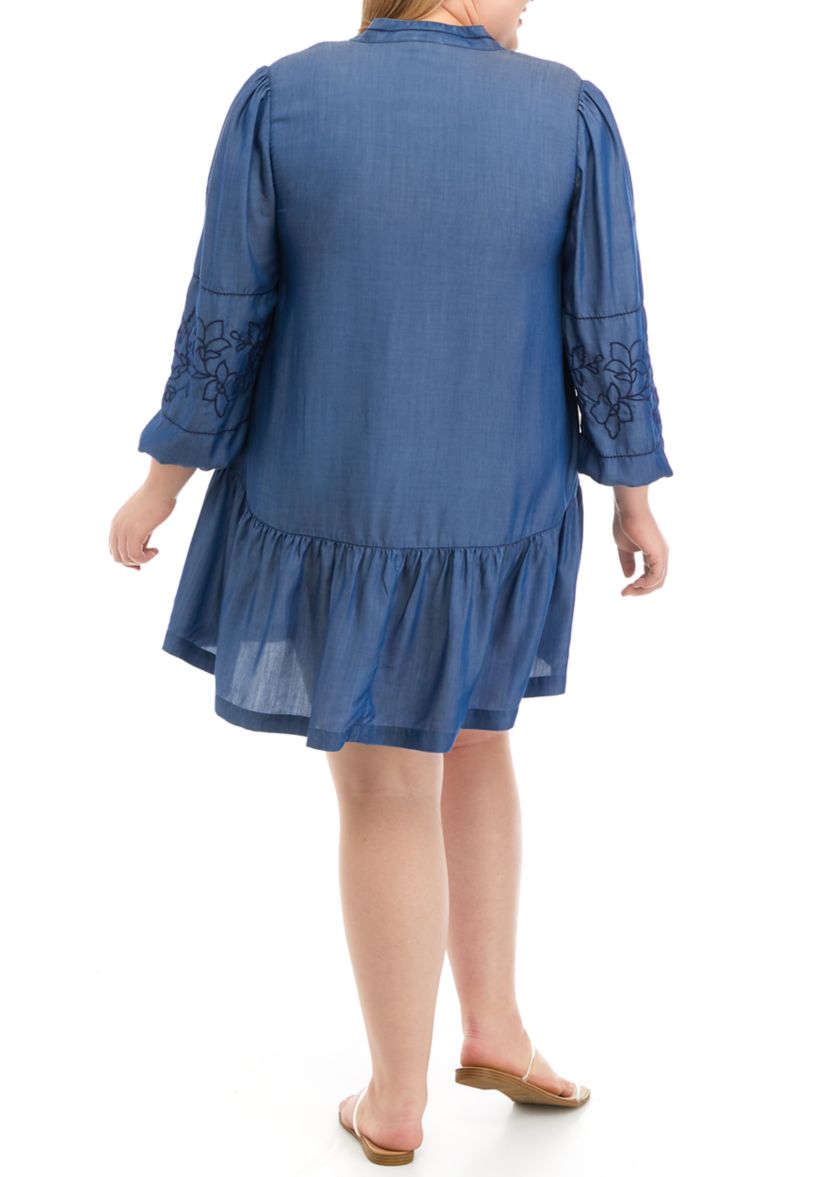 Plus Size Drop Waist Peasant Dress