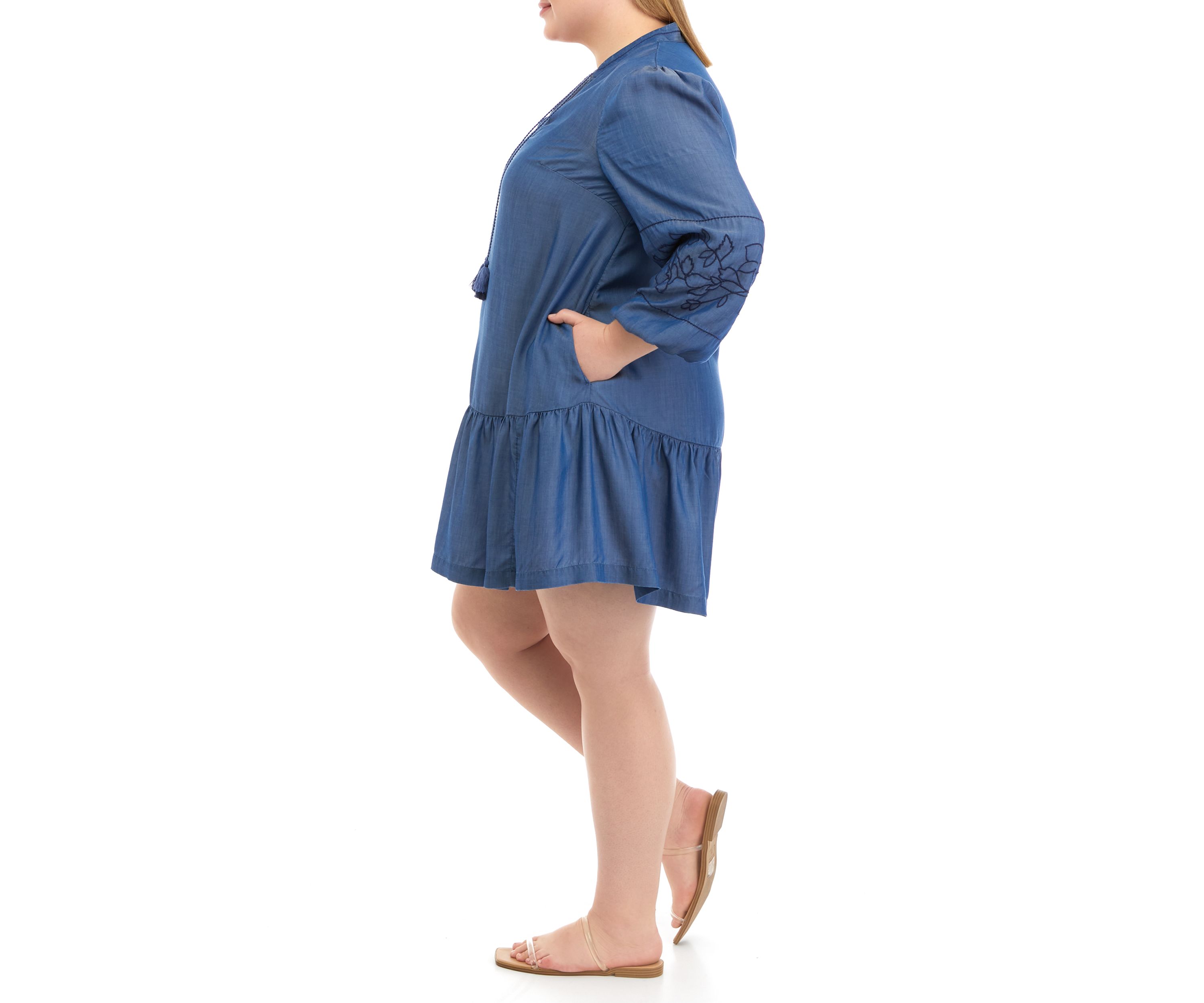 Plus Size Drop Waist Peasant Dress