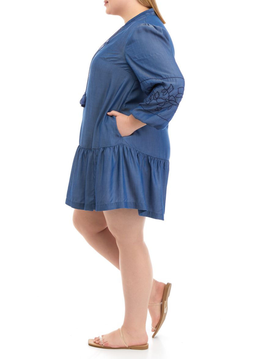Plus Size Drop Waist Peasant Dress