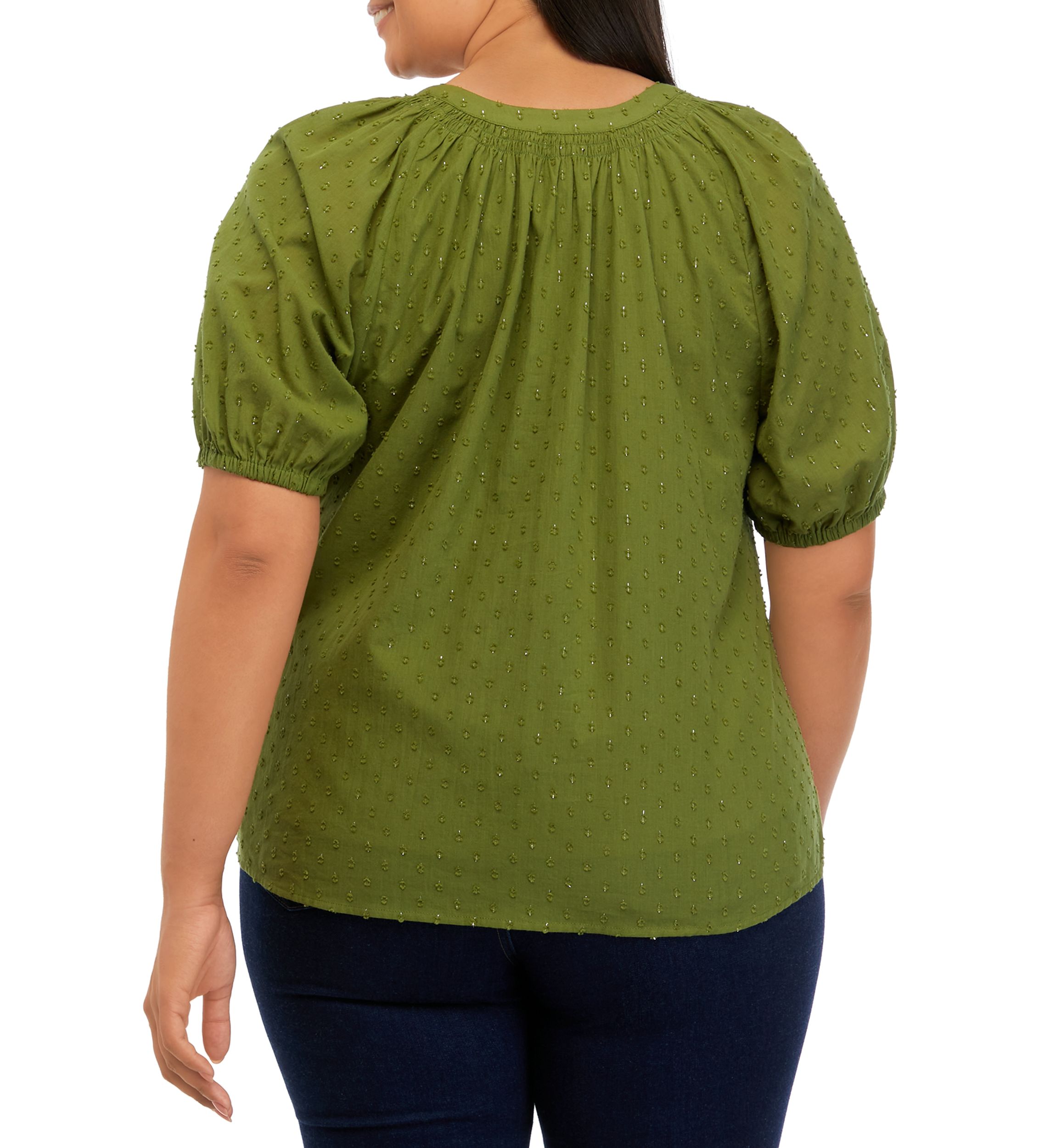 Plus Size Puff Sleeve Peasant Top