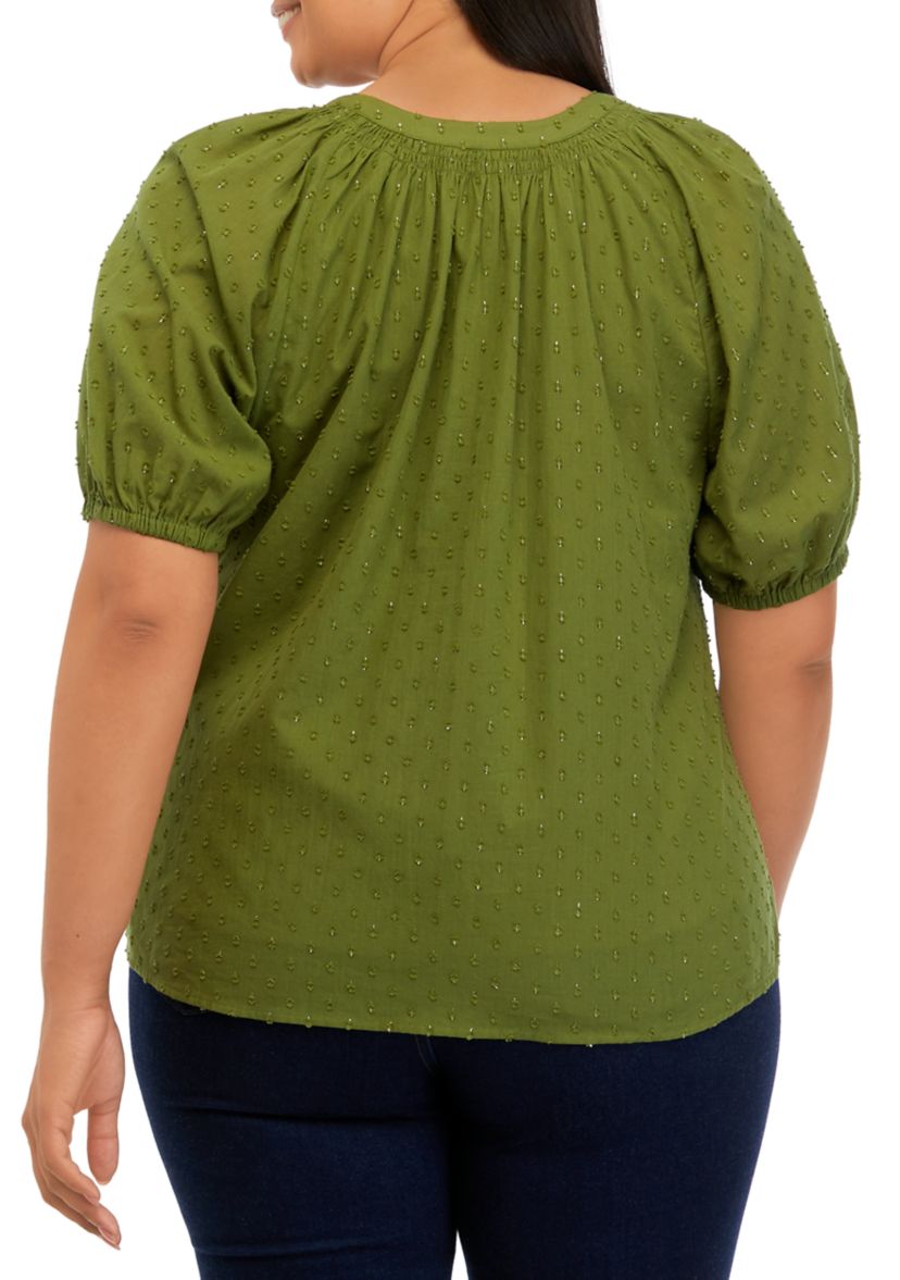 Plus Size Puff Sleeve Peasant Top