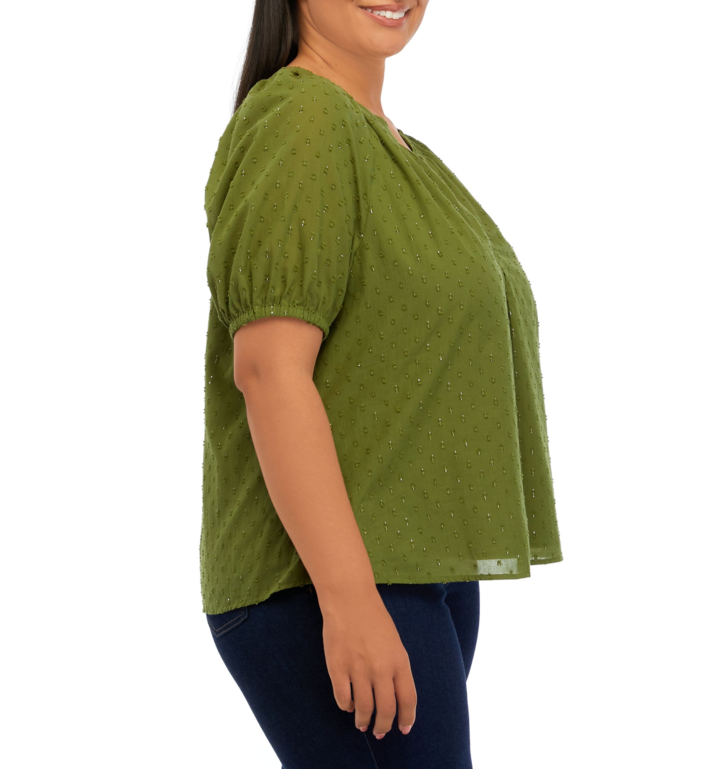 Plus Size Puff Sleeve Peasant Top