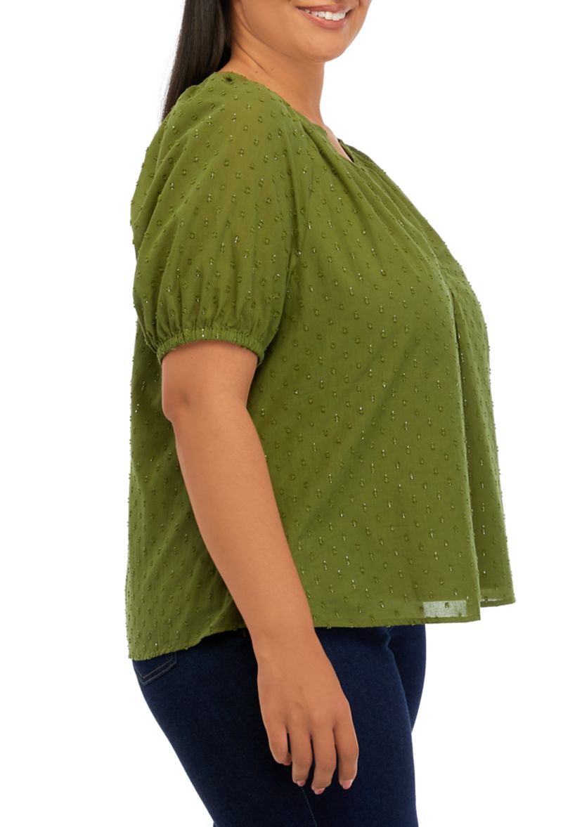 Plus Size Puff Sleeve Peasant Top