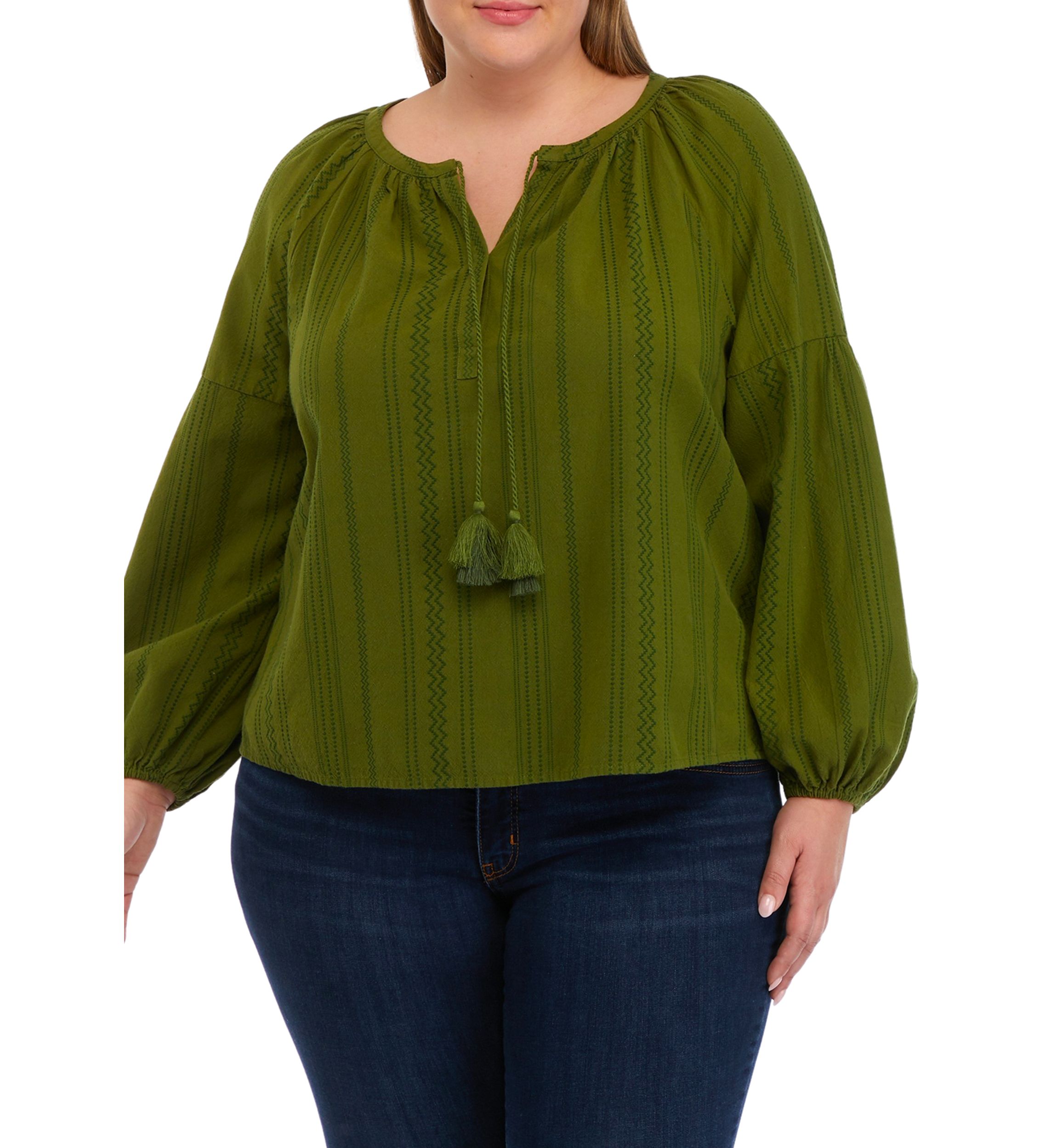 Plus Size Drop Shoulder Peasant Top