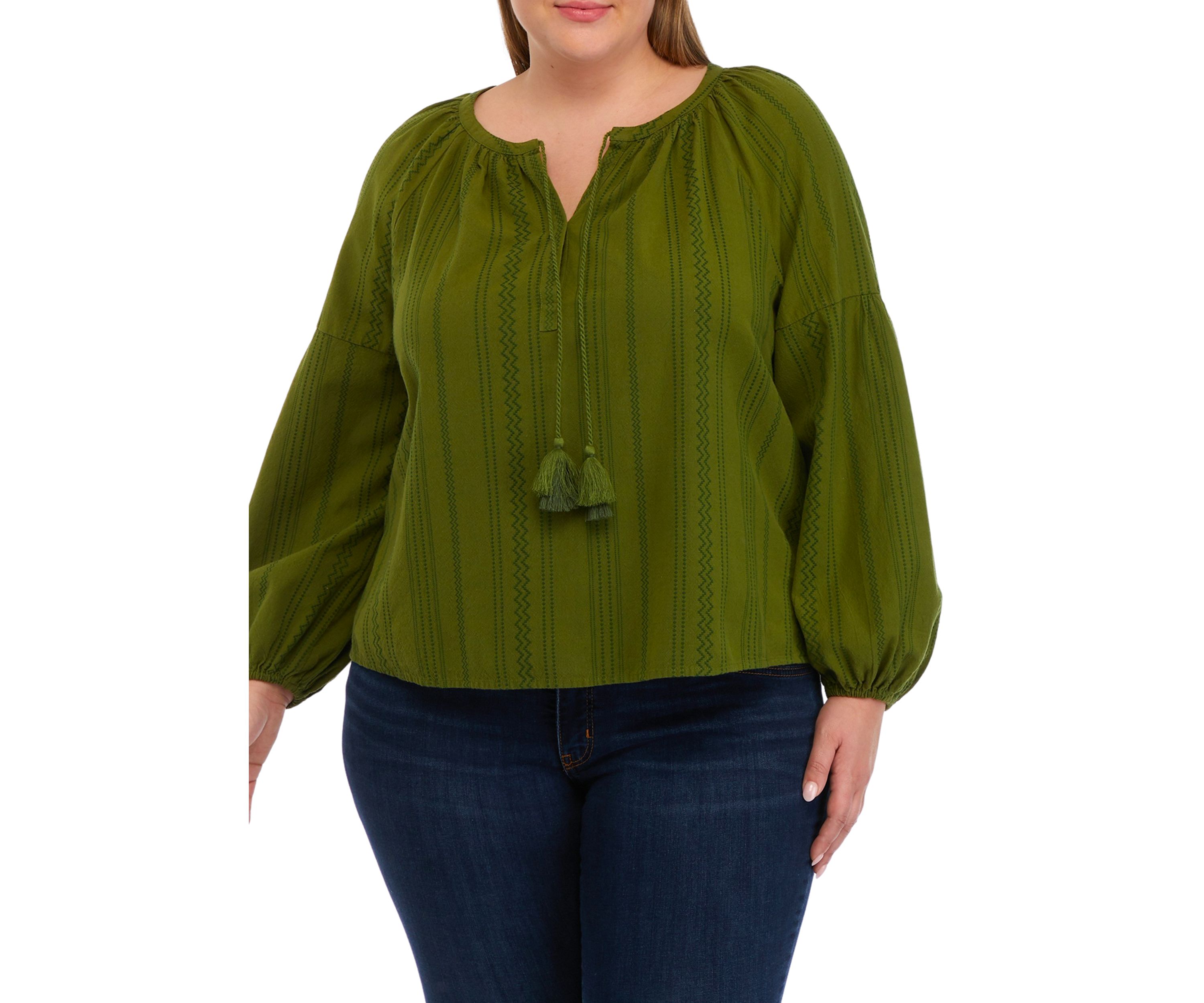 Plus Size Drop Shoulder Peasant Top