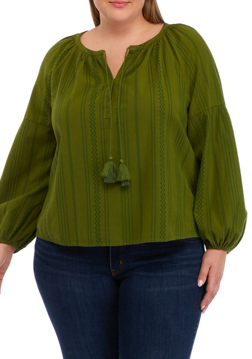 Plus Size Drop Shoulder Peasant Top