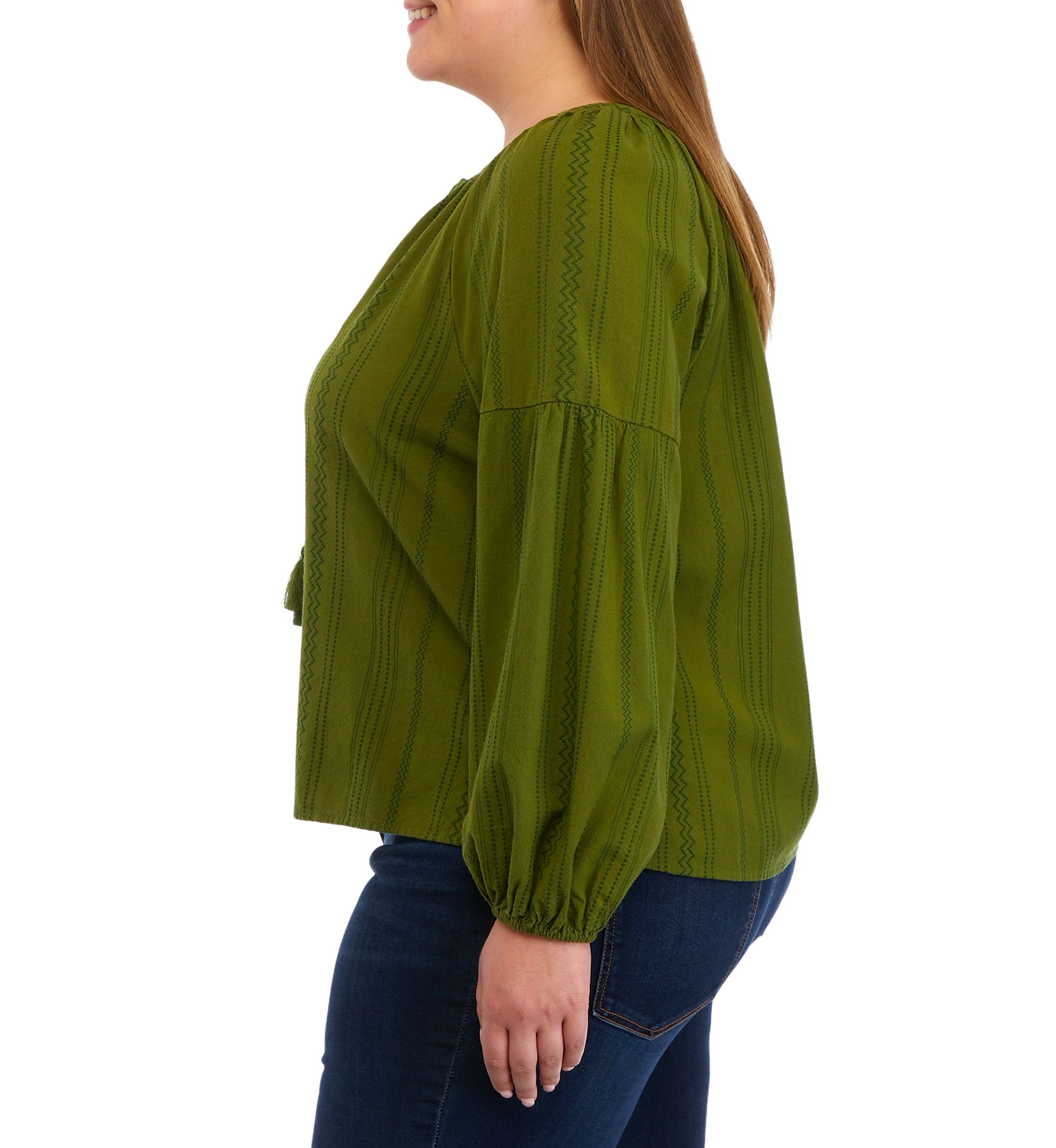 Plus Size Drop Shoulder Peasant Top