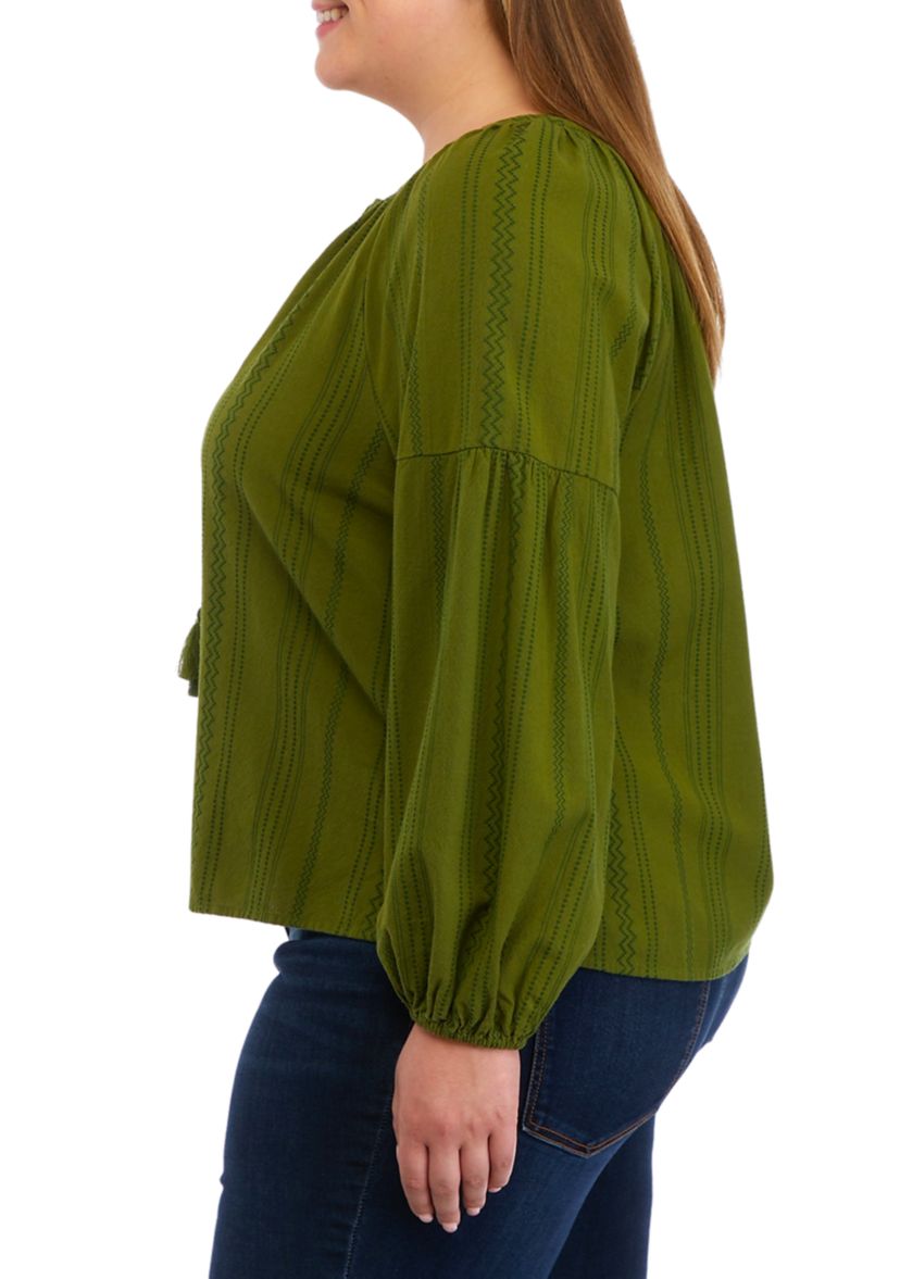 Plus Size Drop Shoulder Peasant Top
