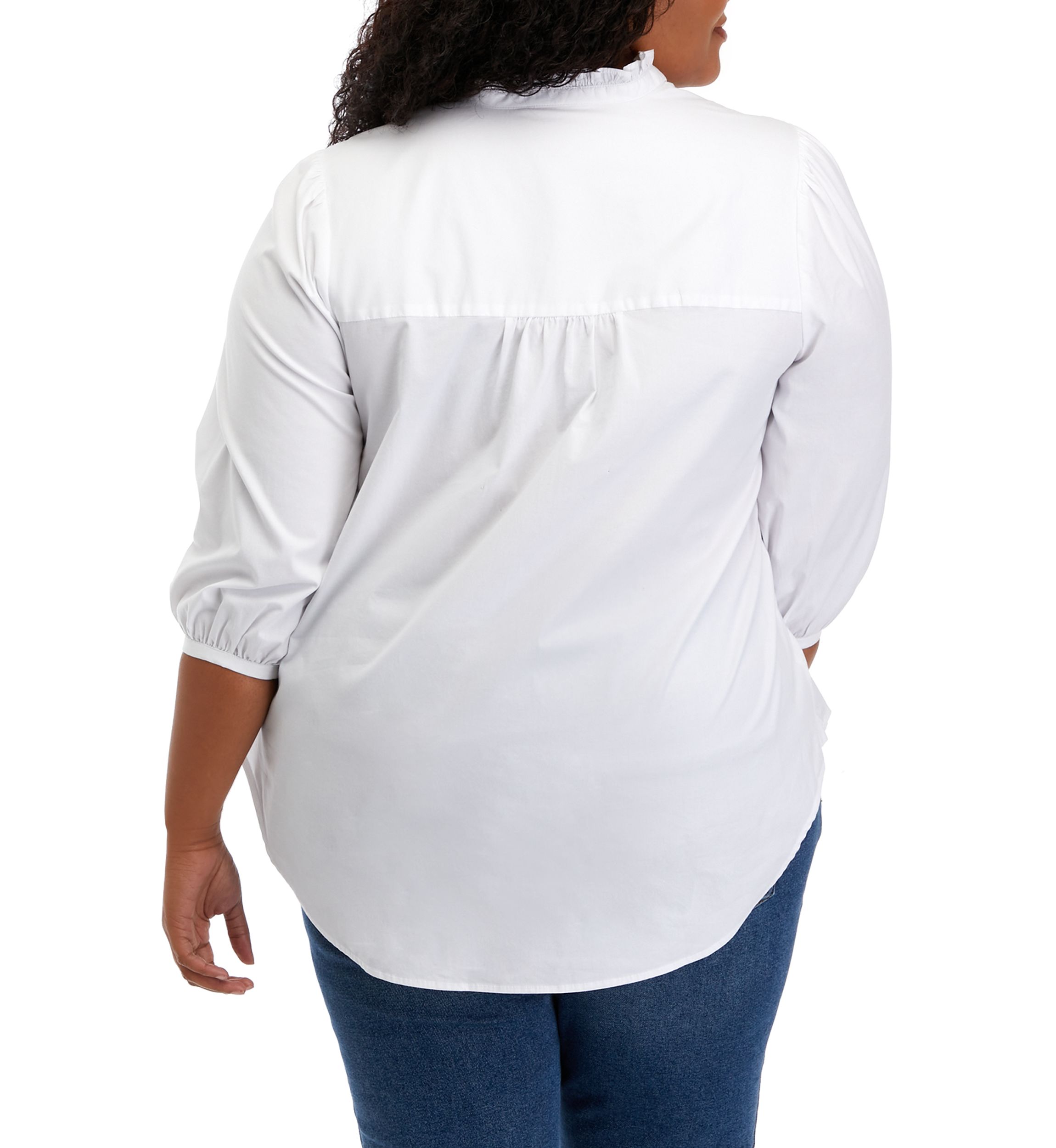 Plus Size 3/4 Sleeve Mock Neck Blouse