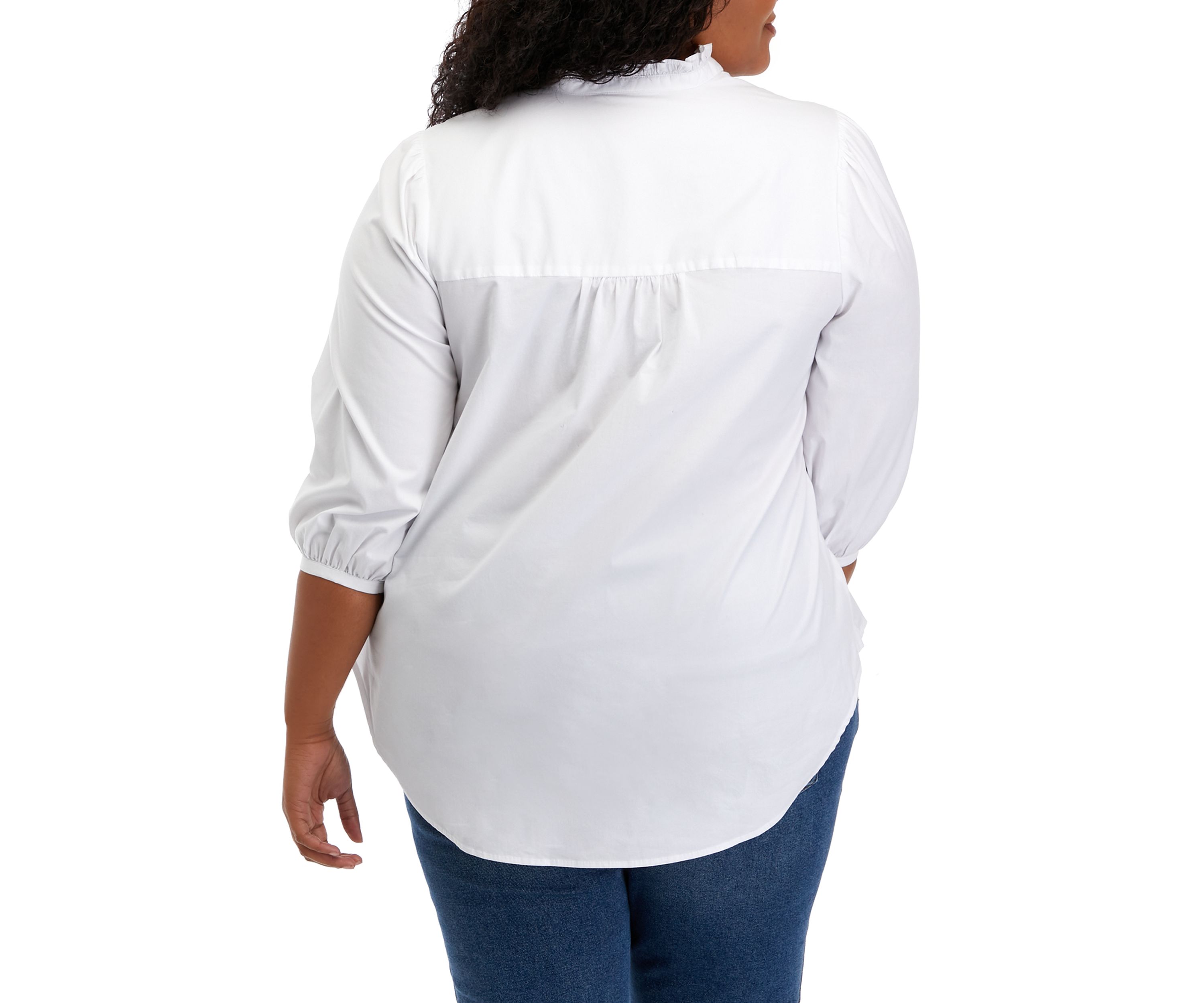 Plus Size 3/4 Sleeve Mock Neck Blouse