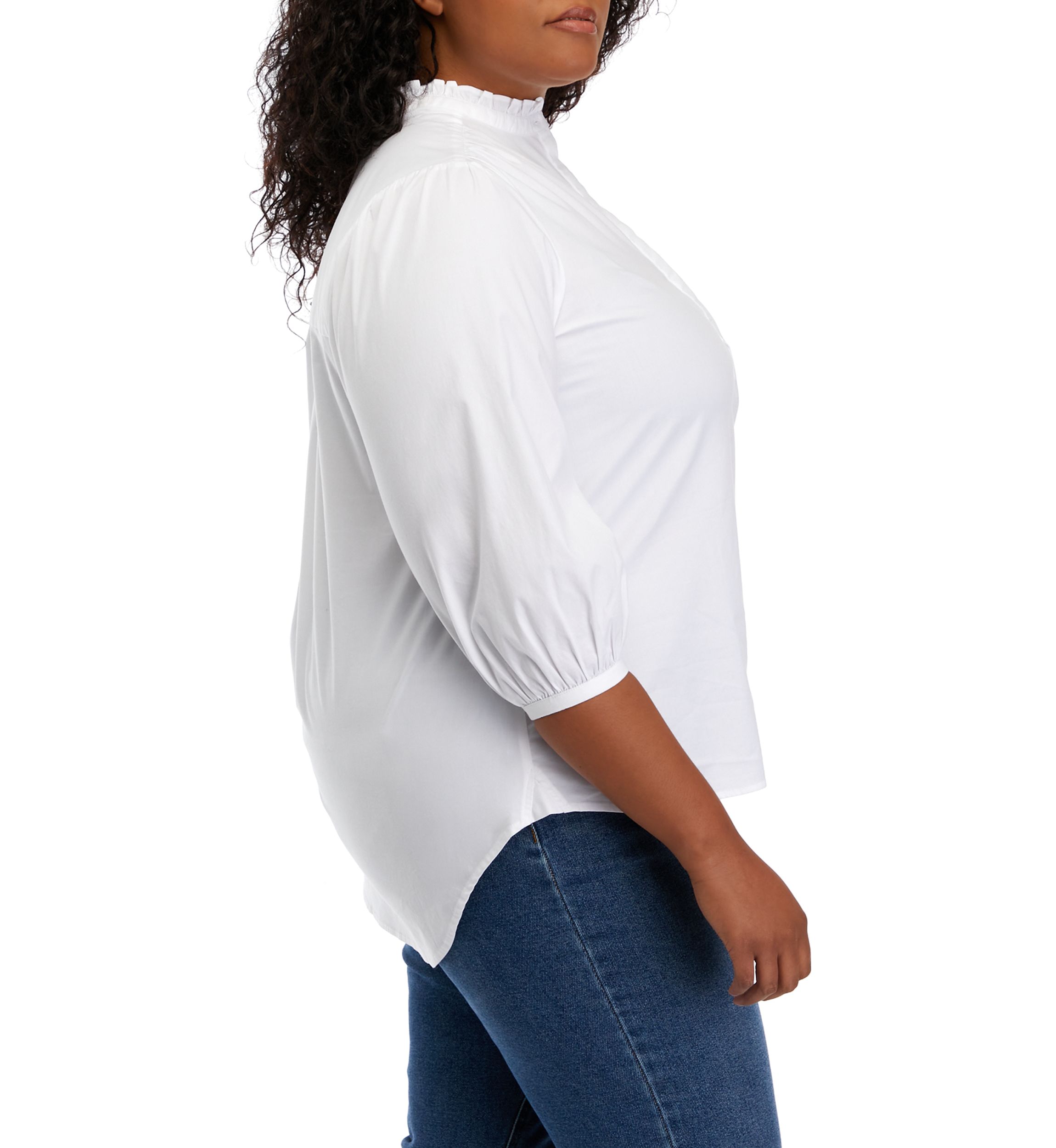 Plus Size 3/4 Sleeve Mock Neck Blouse