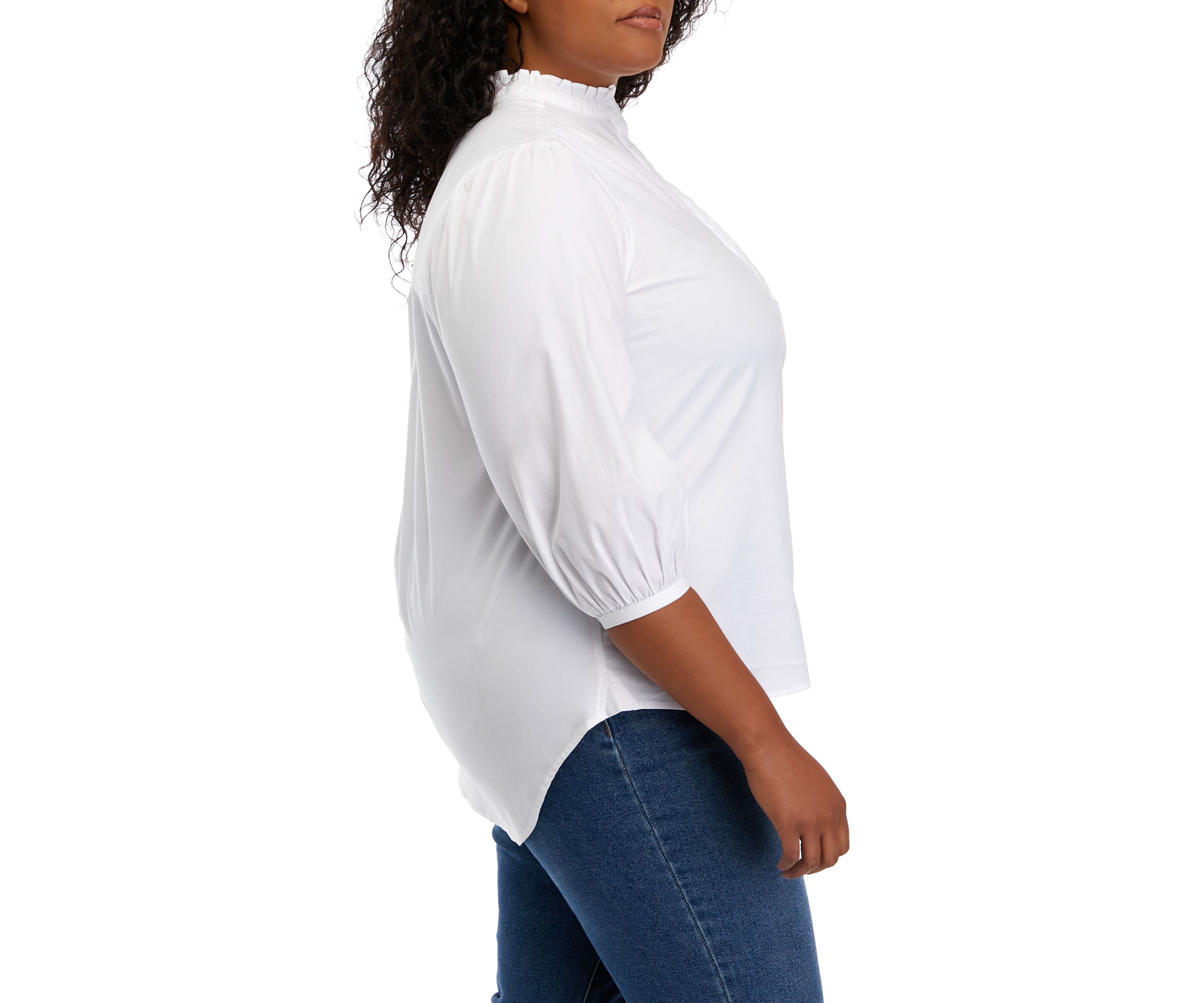 Plus Size 3/4 Sleeve Mock Neck Blouse