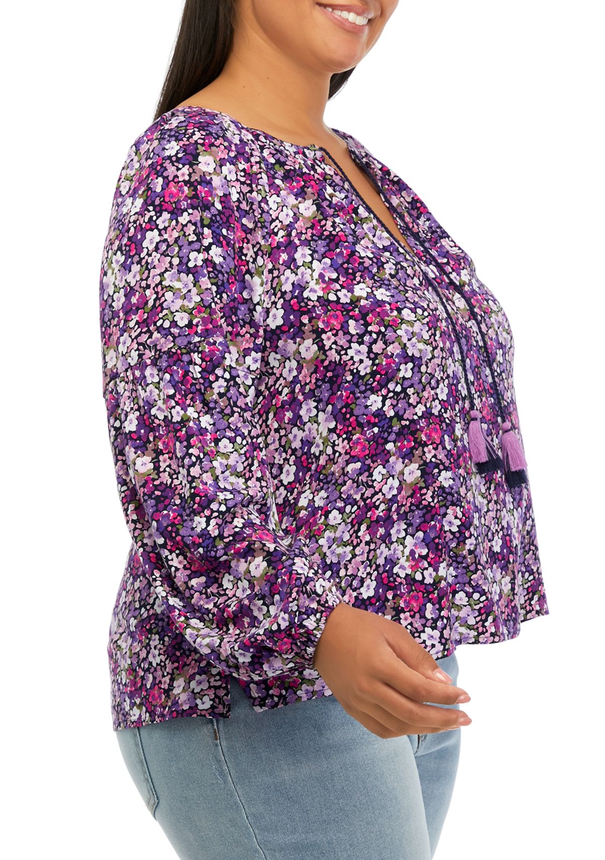 Plus Size Blouson Sleeve Floral Top 