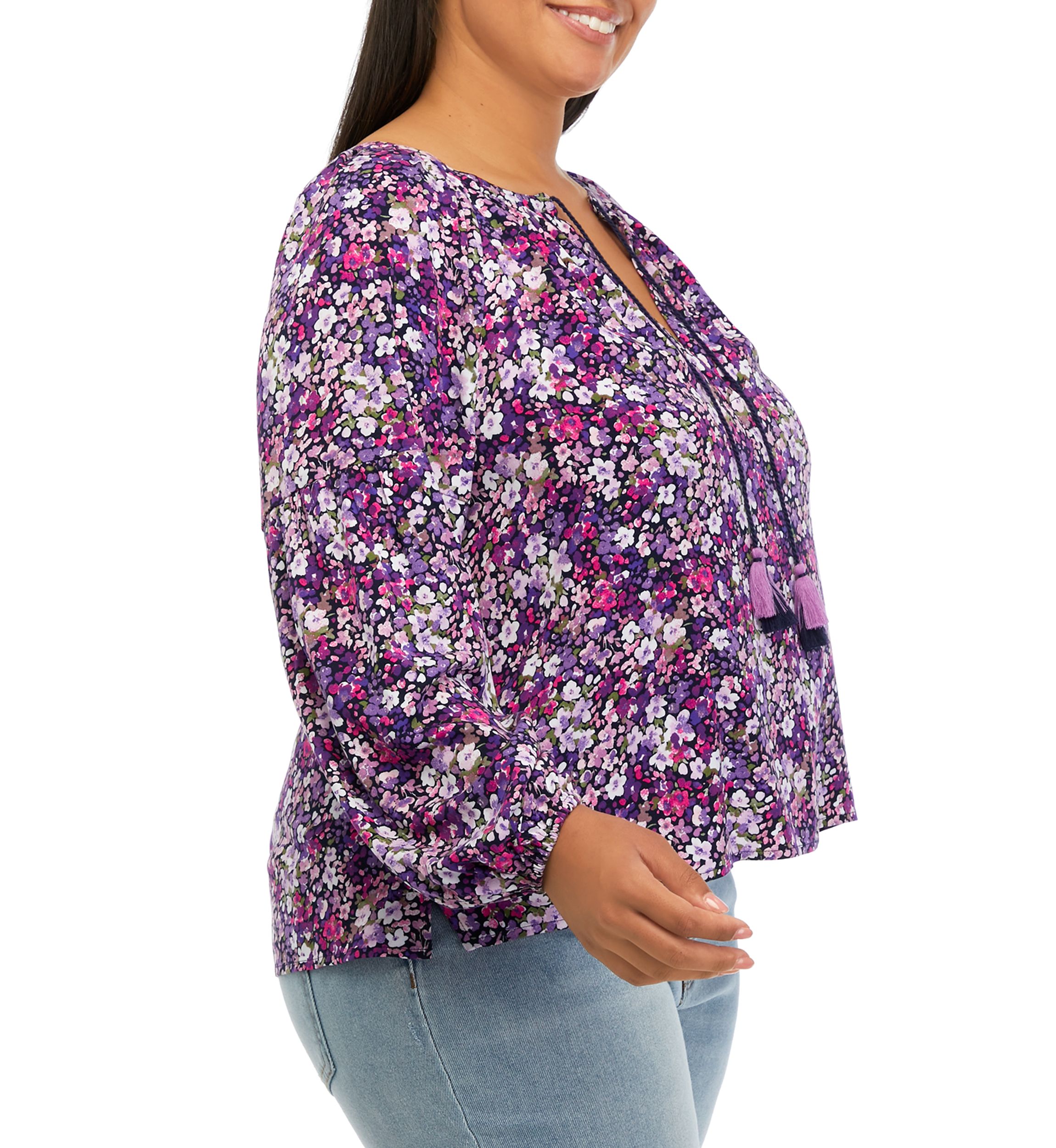 Plus Size Blouson Sleeve Floral Top 