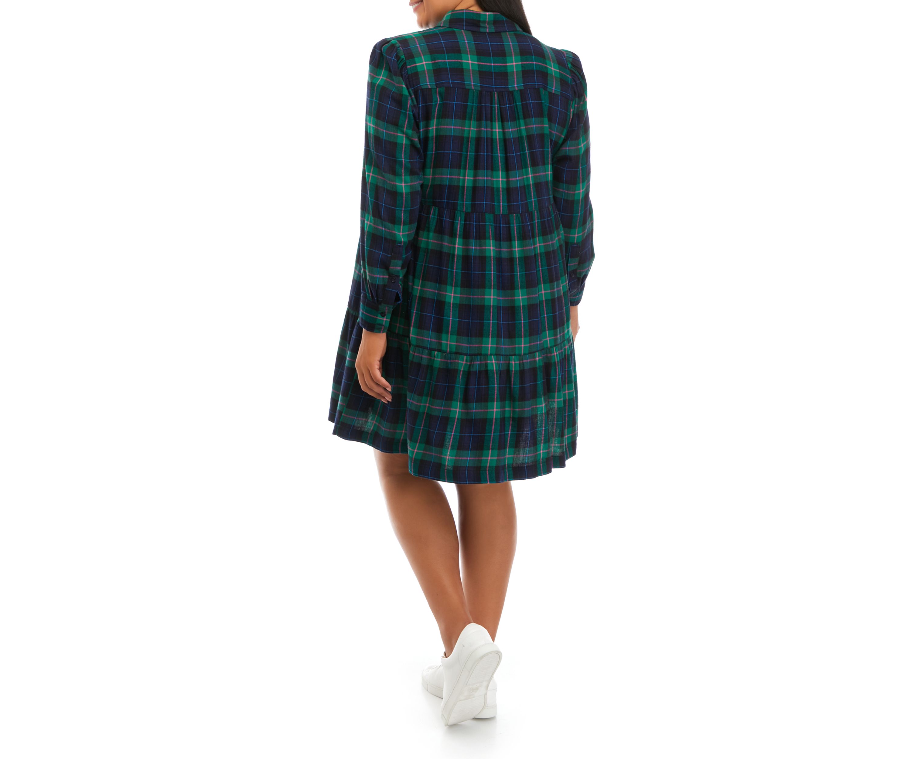 Plus Size Long Sleeve Printed Shirt Dress