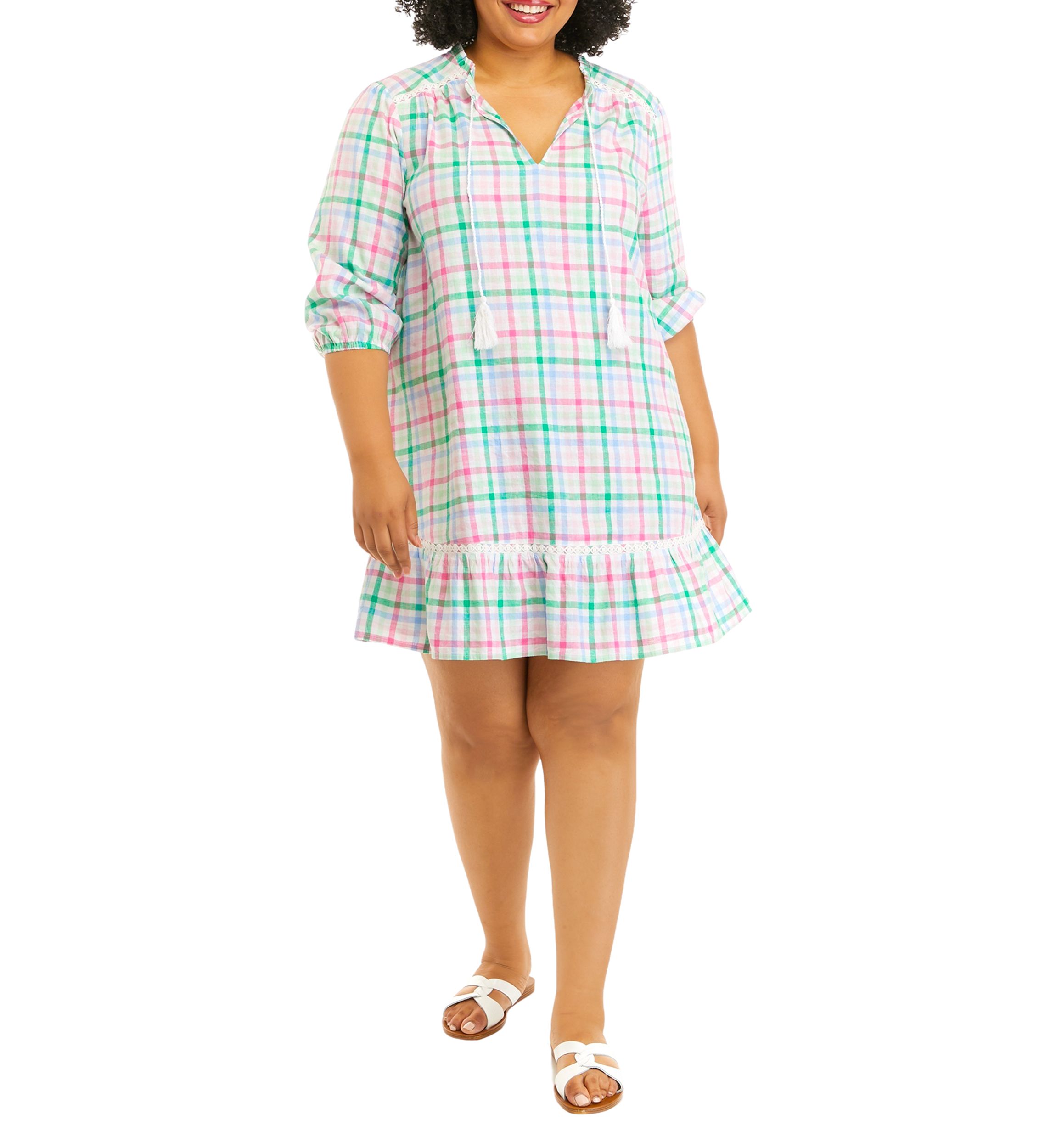 Plus Size 3/4 Sleeve Peasant Dress