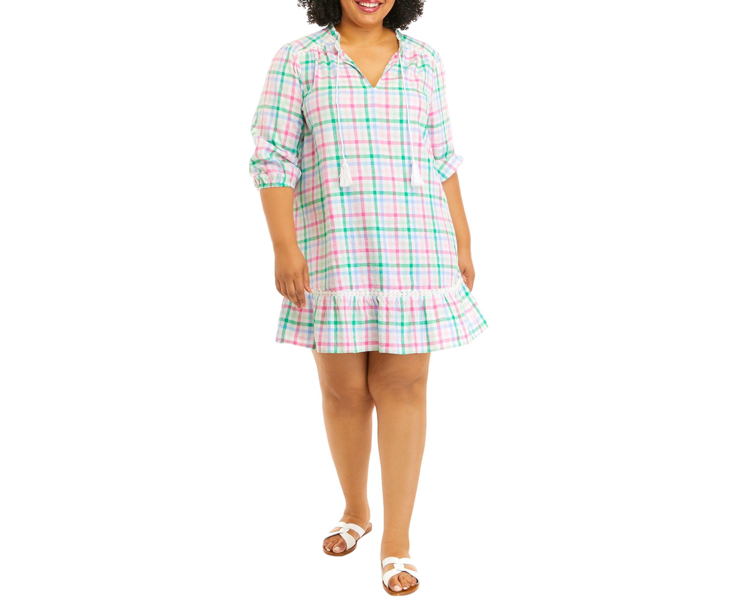 Plus Size 3/4 Sleeve Peasant Dress