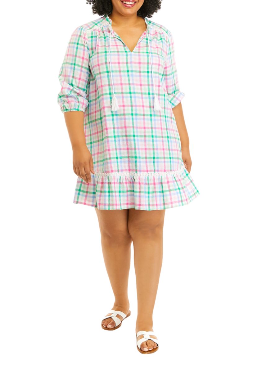 Plus Size 3/4 Sleeve Peasant Dress