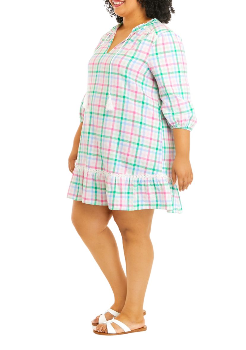 Plus Size 3/4 Sleeve Peasant Dress