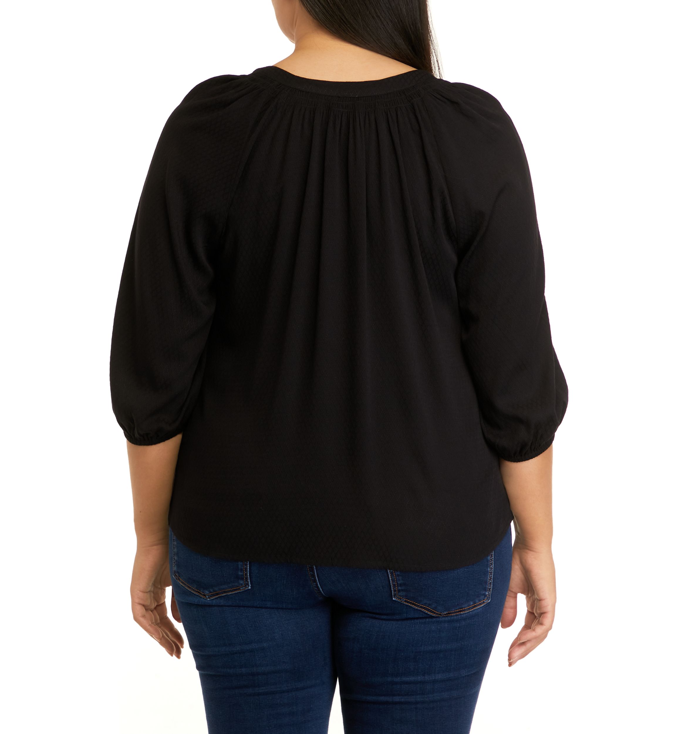 Plus Size 3/4 Sleeve Peasant Top