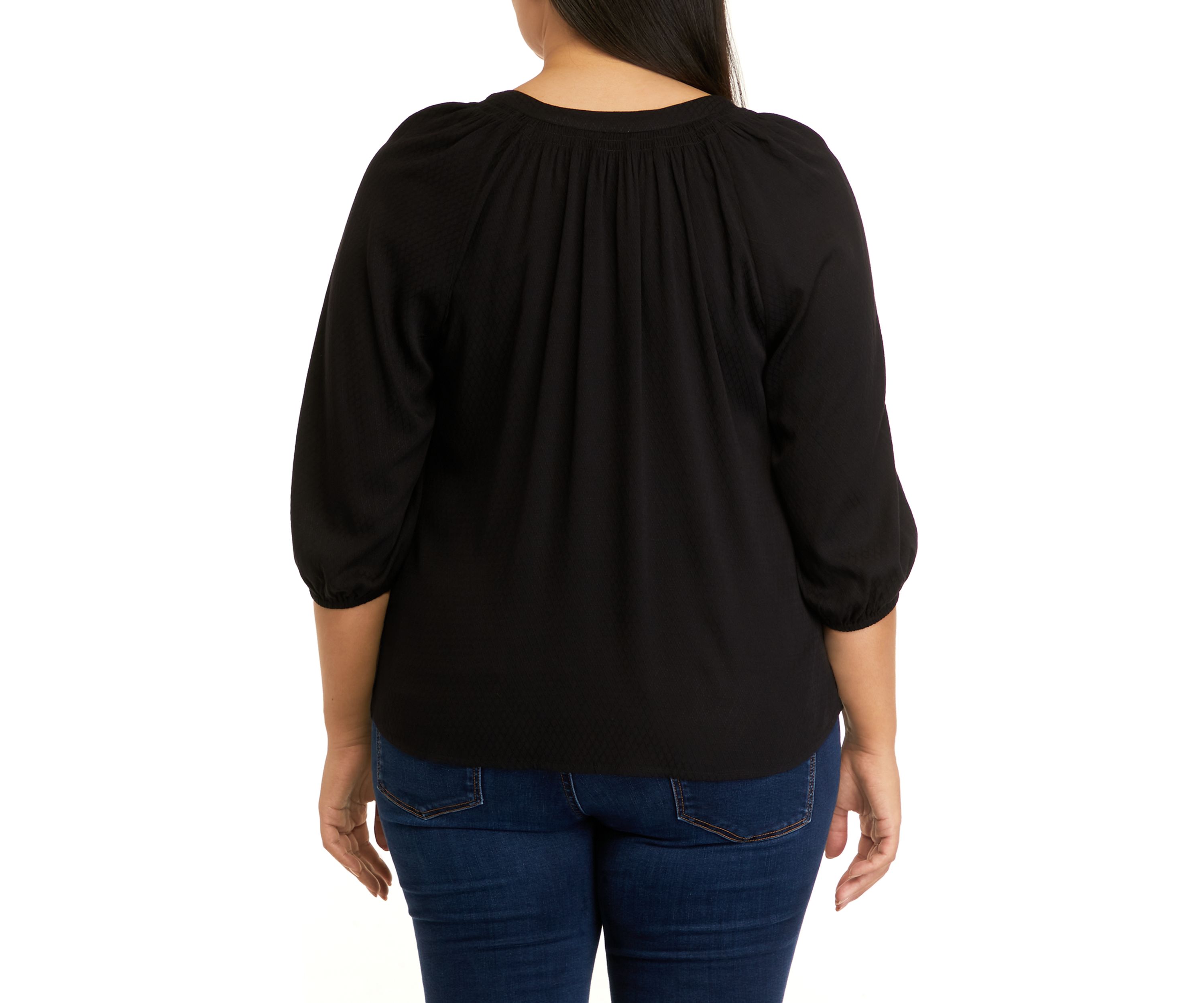 Plus Size 3/4 Sleeve Peasant Top
