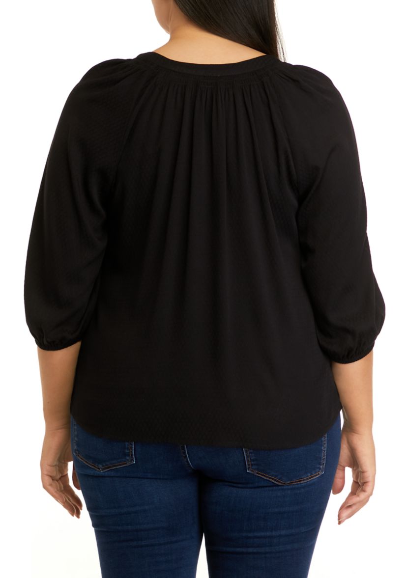 Plus Size 3/4 Sleeve Peasant Top
