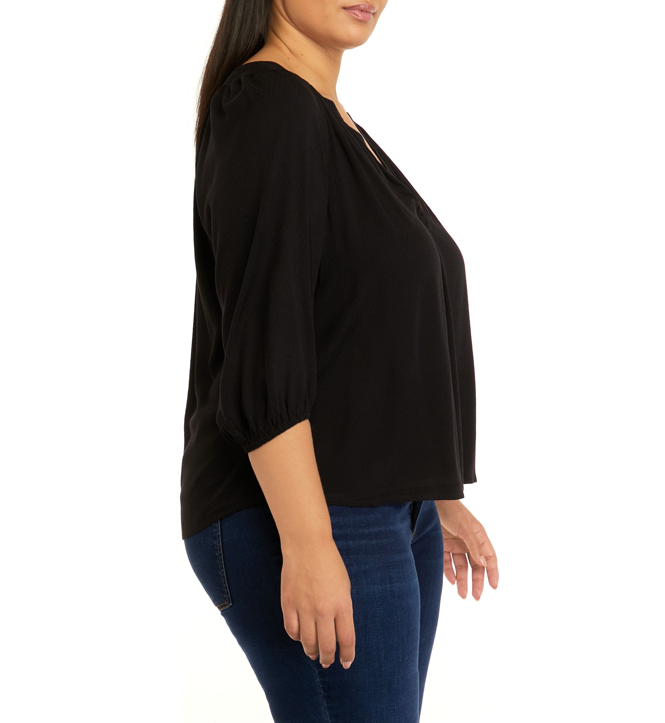 Plus Size 3/4 Sleeve Peasant Top